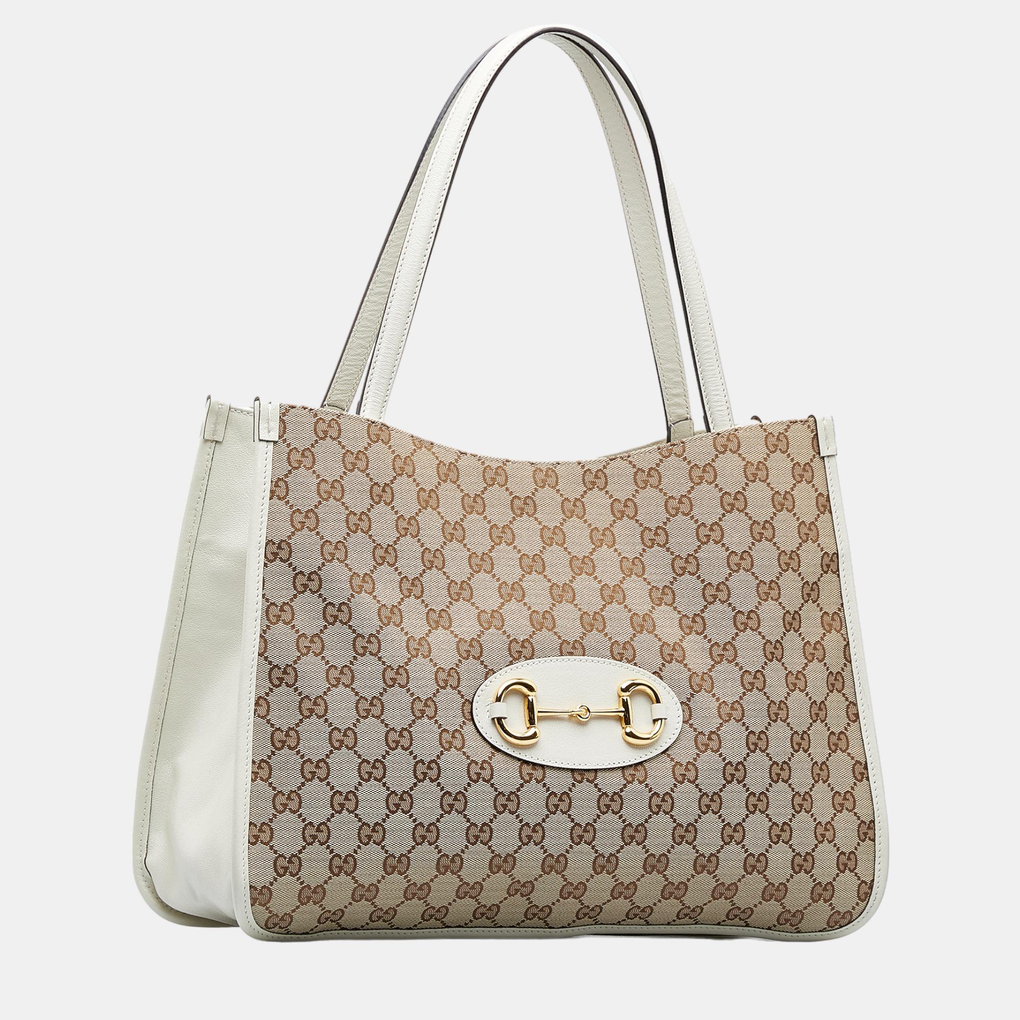 

Gucci Beige/Brown GG Canvas Horsebit 1955 Tote Bag