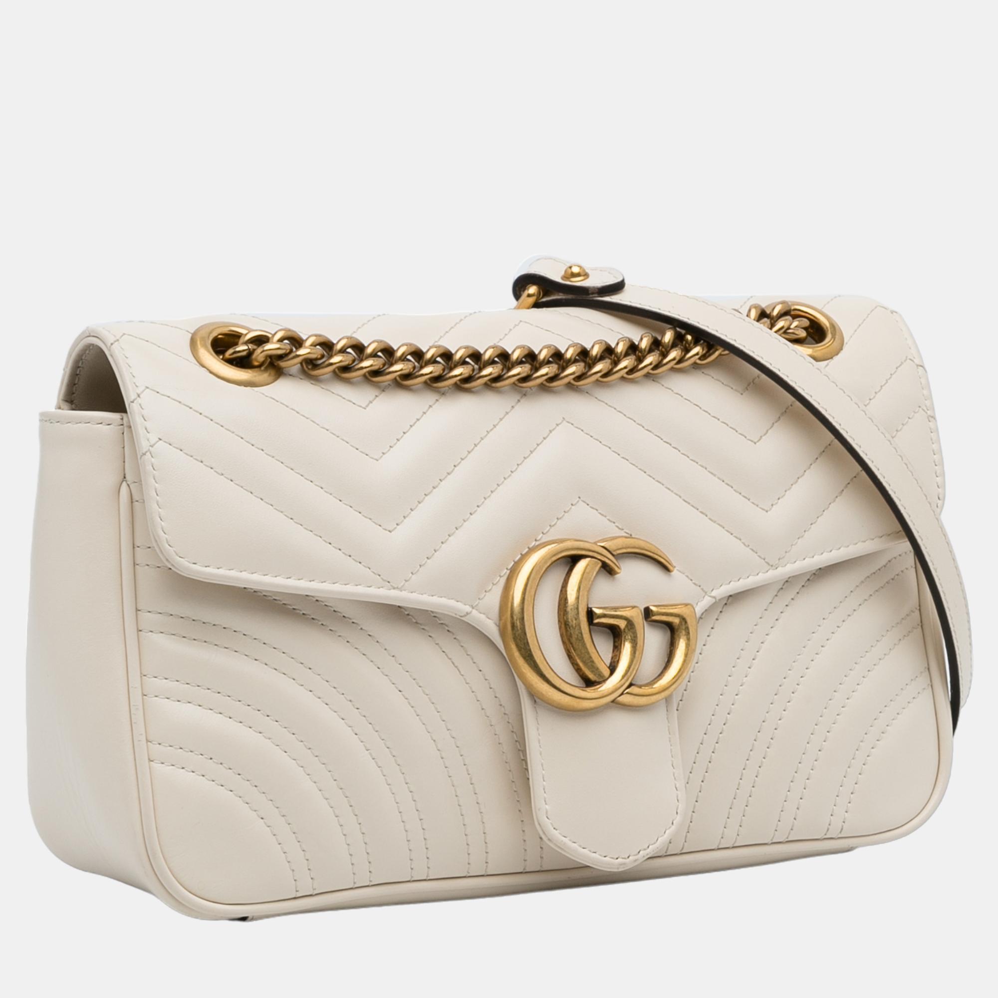 

Gucci White Small GG Marmont Matelasse Crossbody Bag