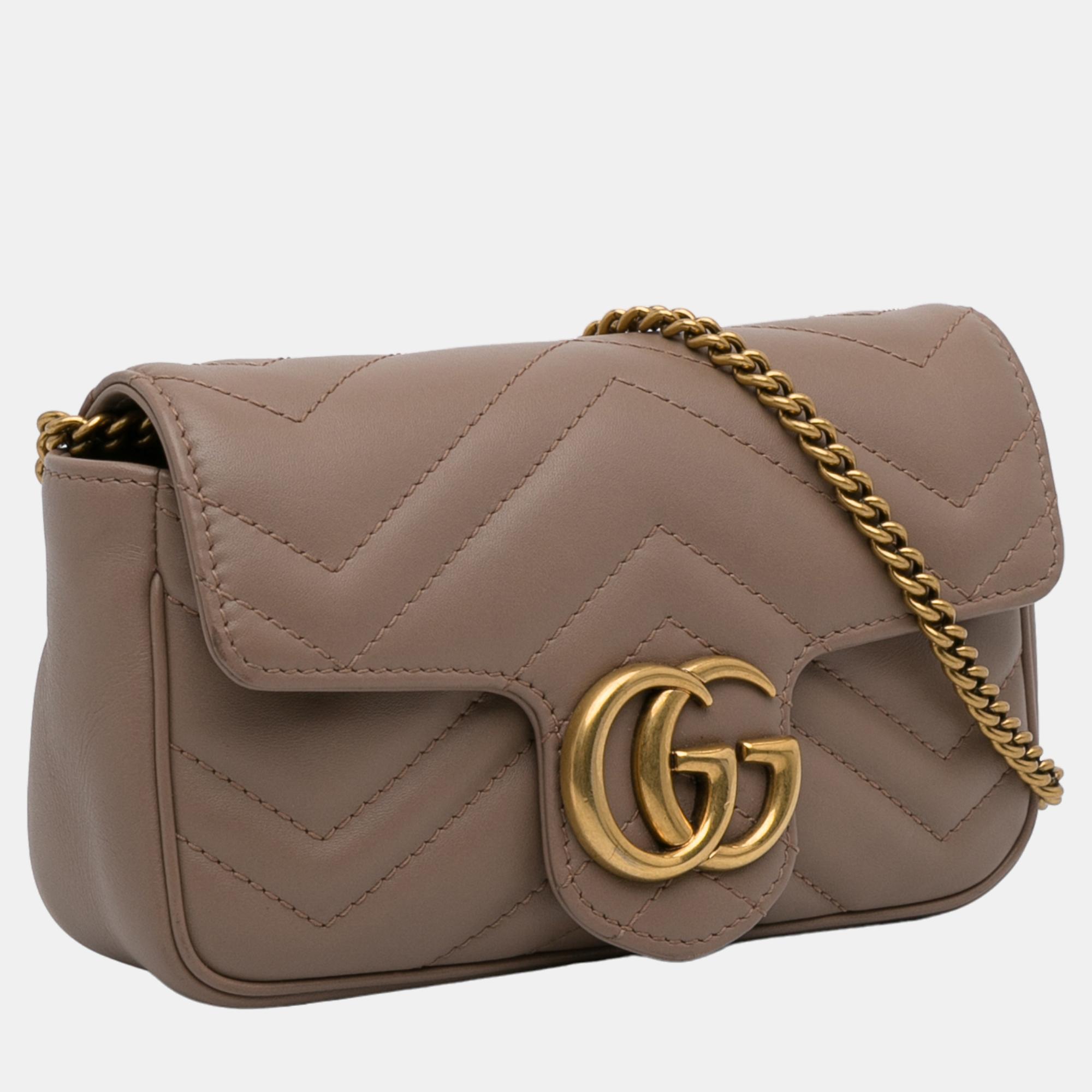 

Gucci Brown Super Mini GG Marmont Crossbody
