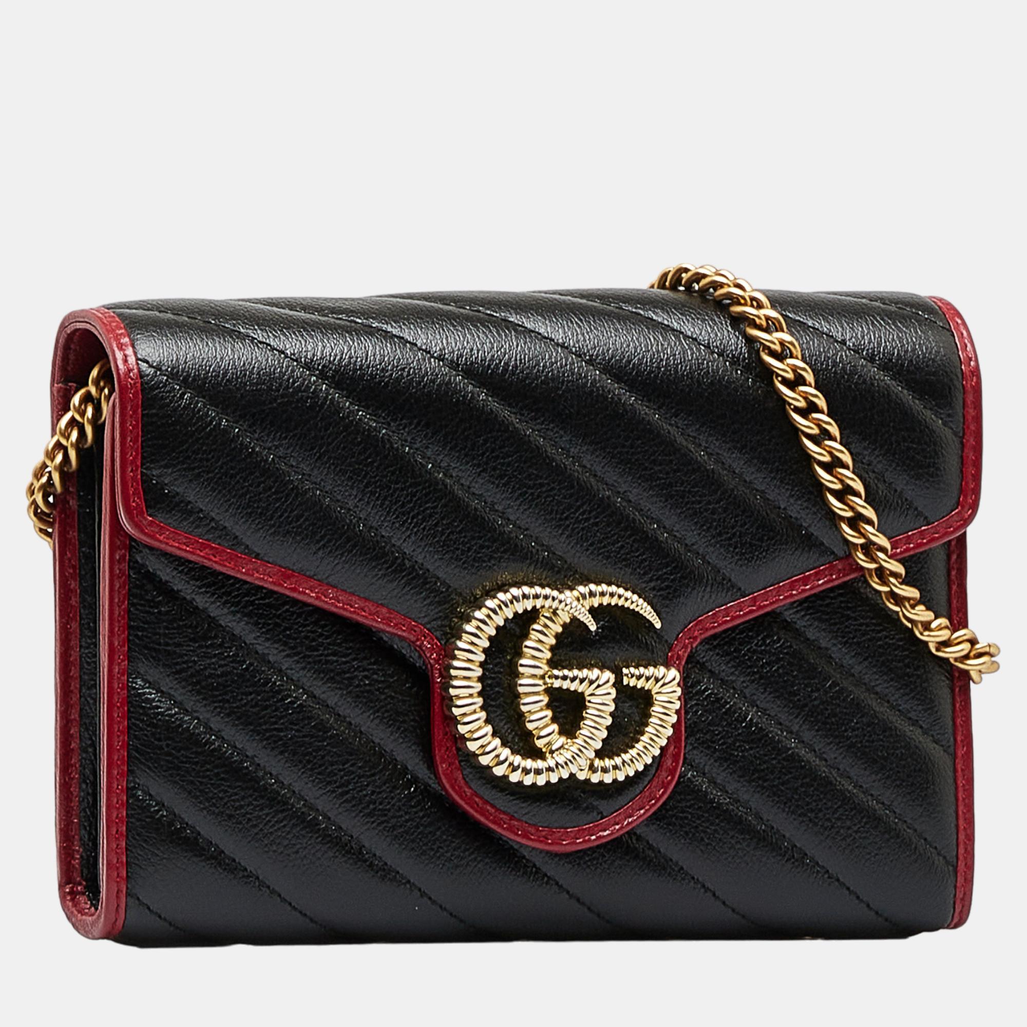 

Gucci Black GG Marmont Torchon Wallet on Chain