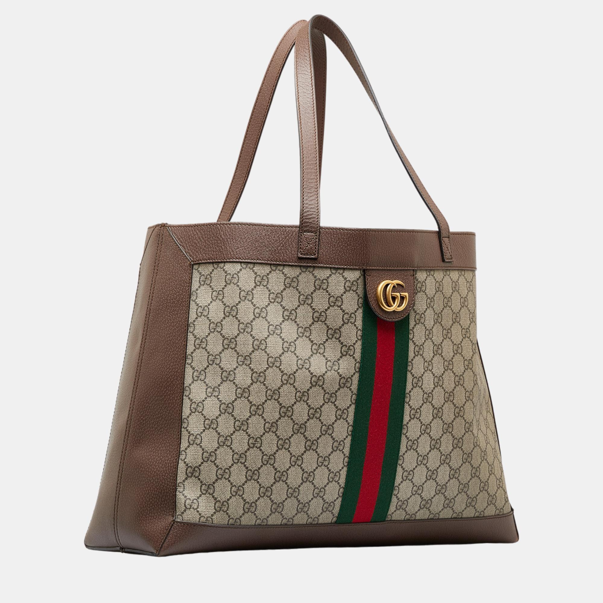 

Gucci Beige/Brown GG Supreme Ophidia Tote