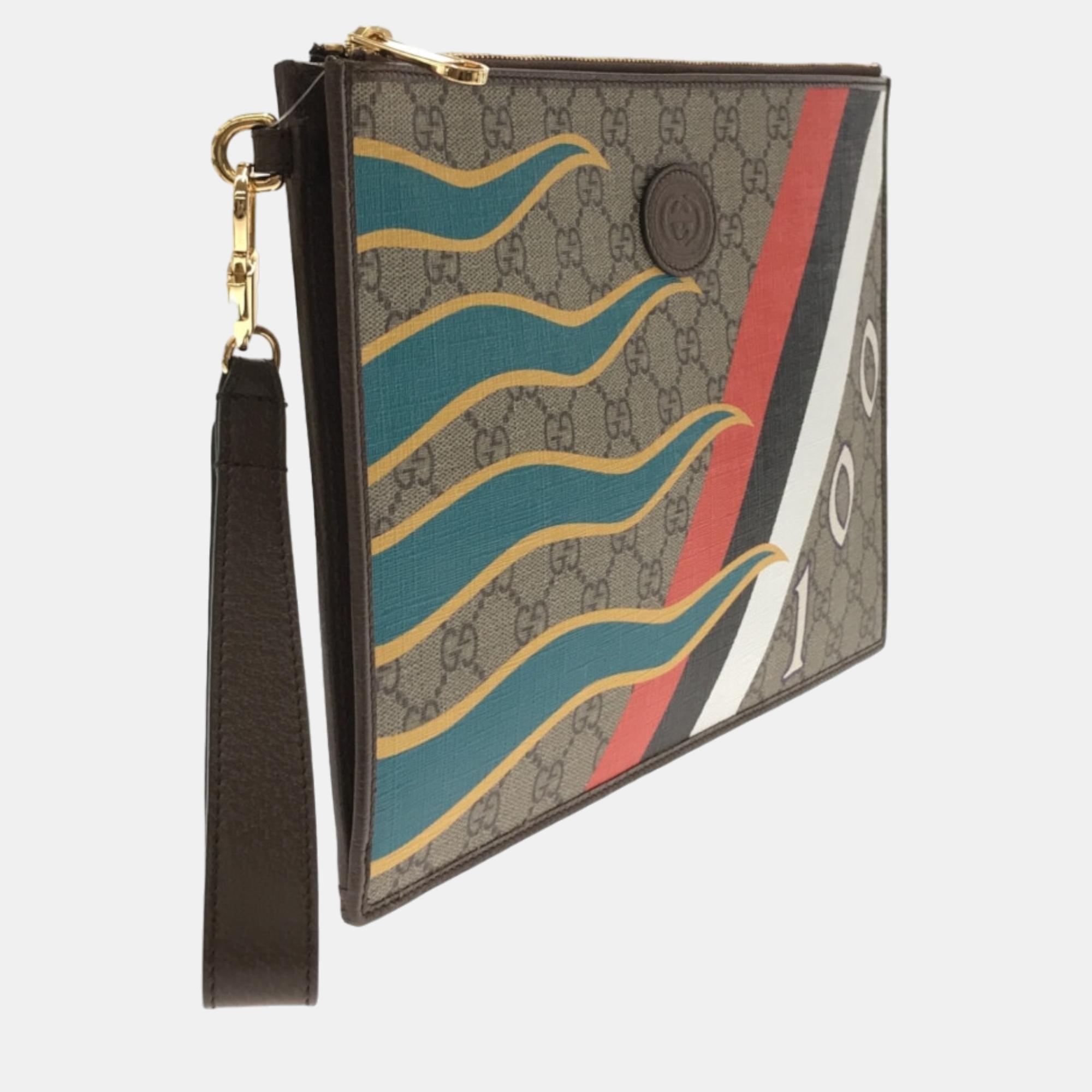 

Gucci Multicolour Canvas Interlocking G clutch bag, Multicolor