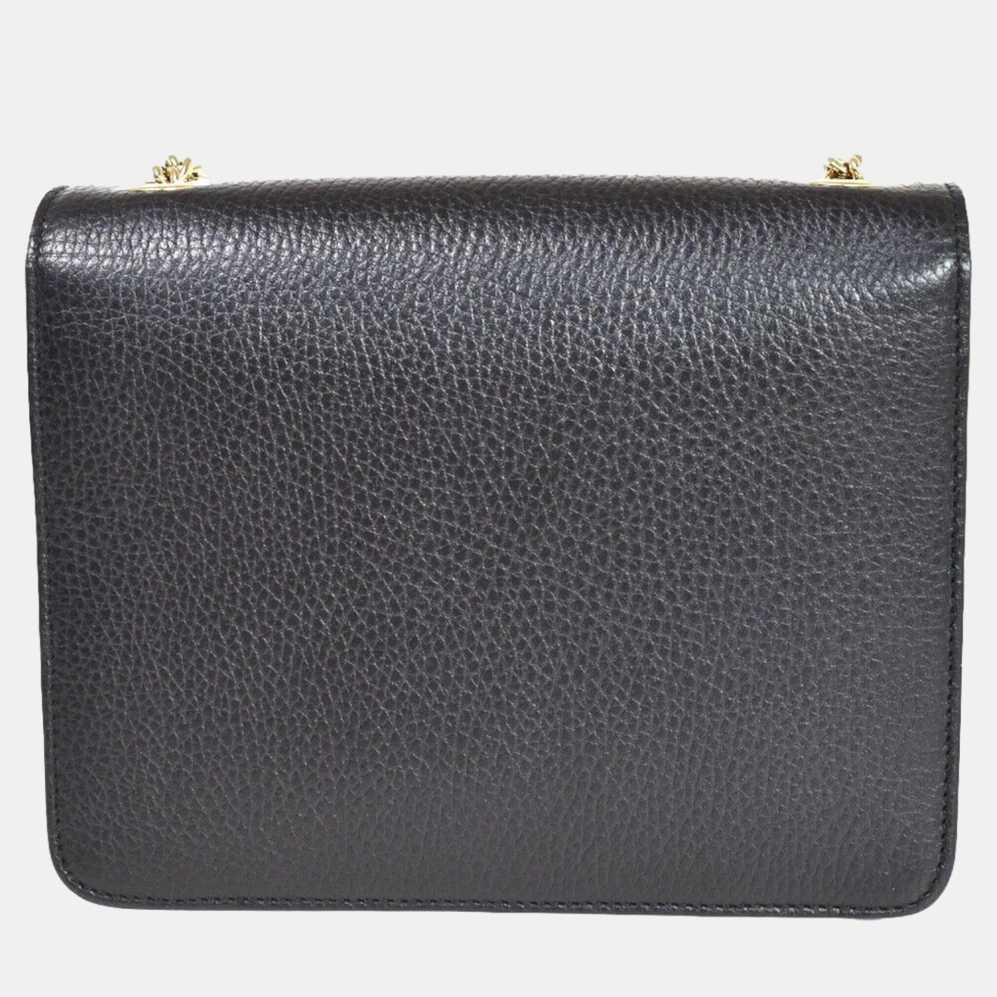 

Gucci Black Leather Interlocking G shoulder bag
