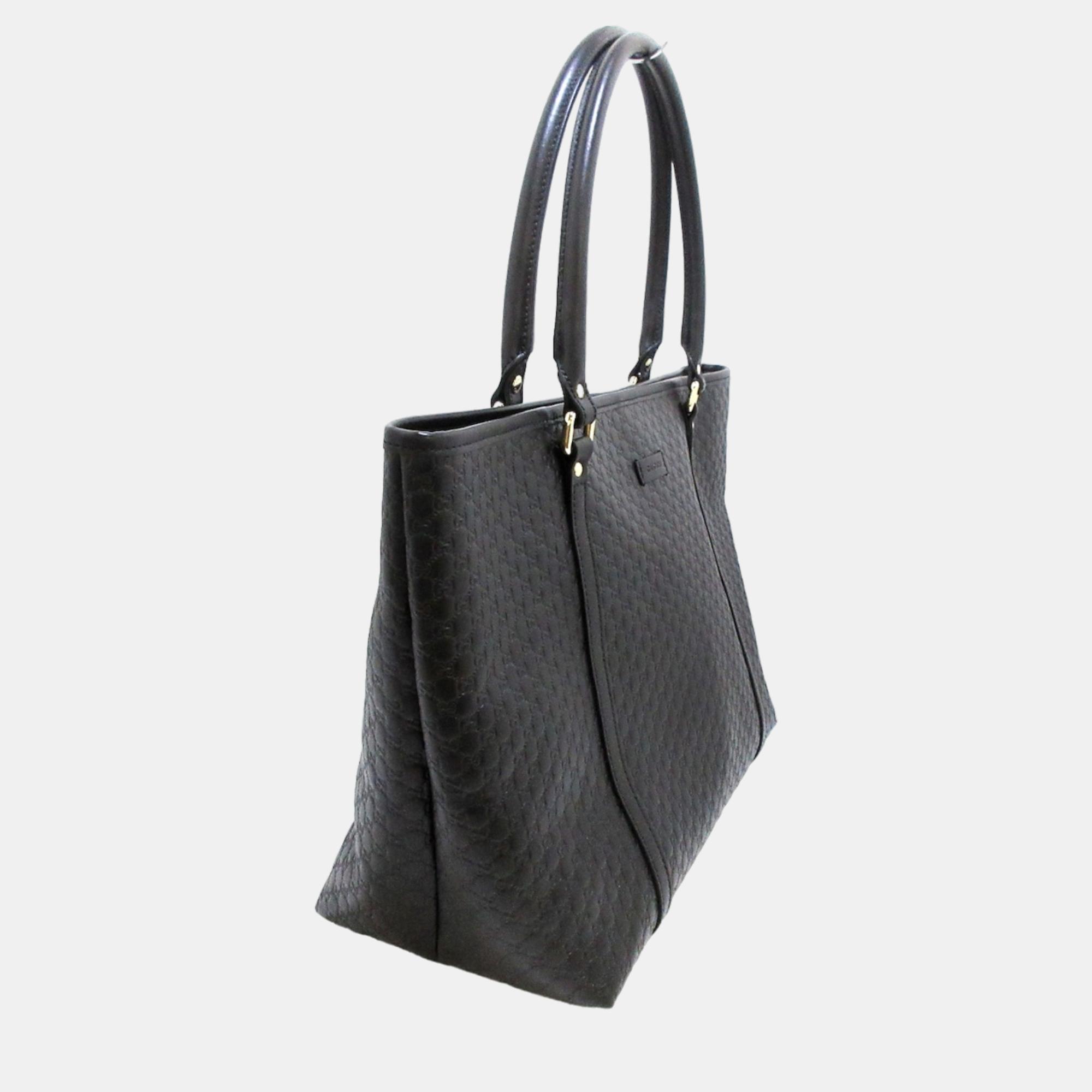 

Gucci Black Leather Micro guccissima tote bag