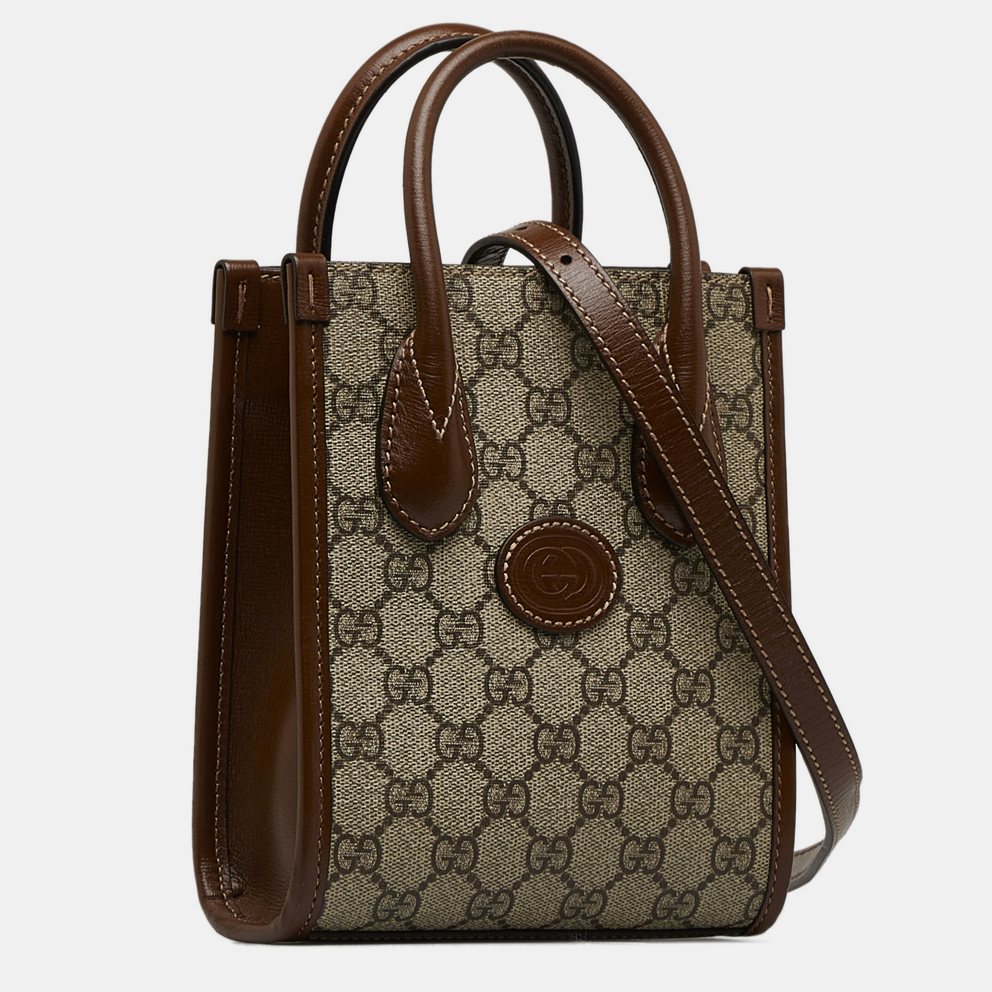 

Gucci Mini GG Supreme Interlocking G Satchel, Brown