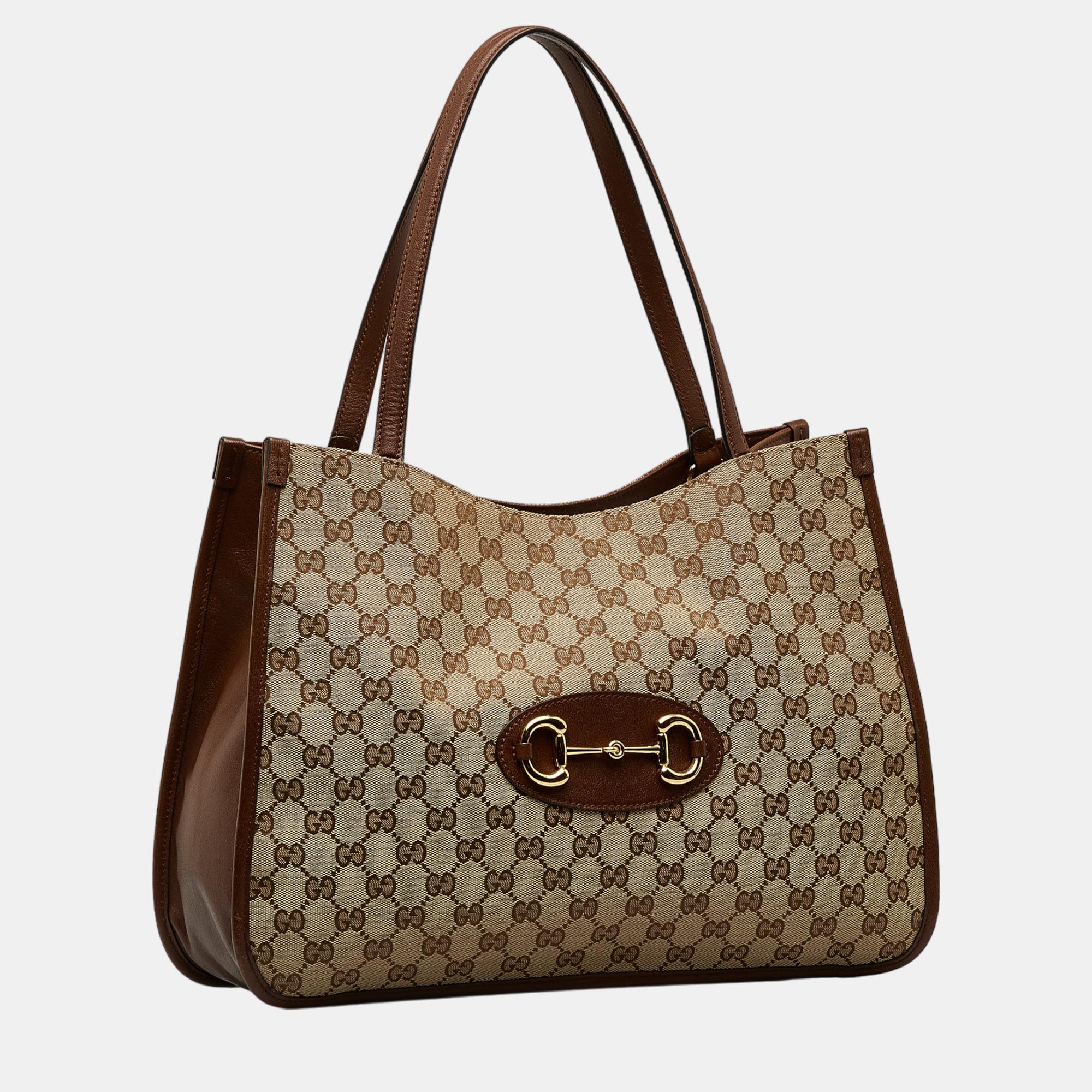 

Gucci Brown GG Canvas Horsebit 1955 Tote Bag