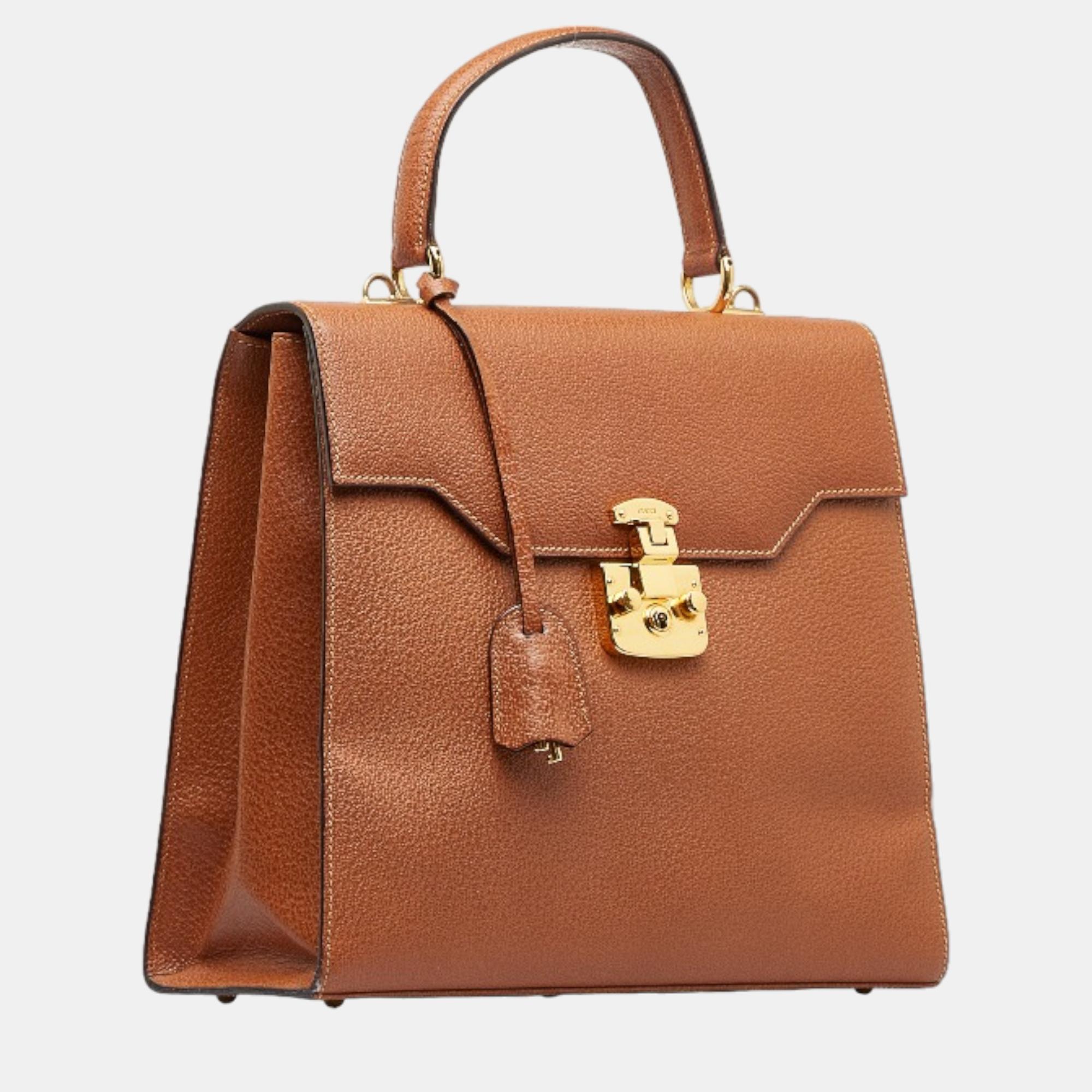 

Gucci Brown Lady Lock Leather Handbag