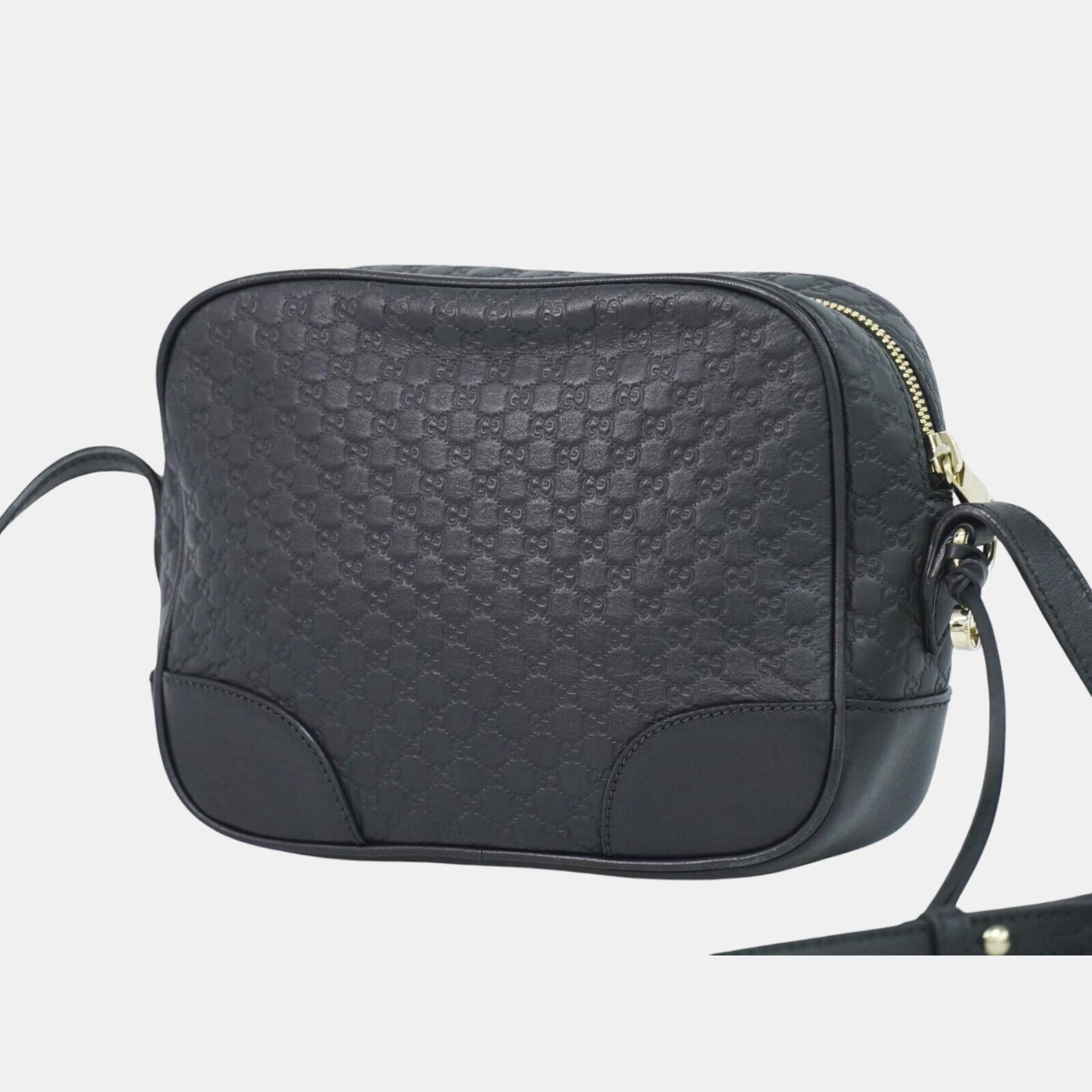 

Gucci Black Leather Microguccissima Mini Bree Crossbody Bag