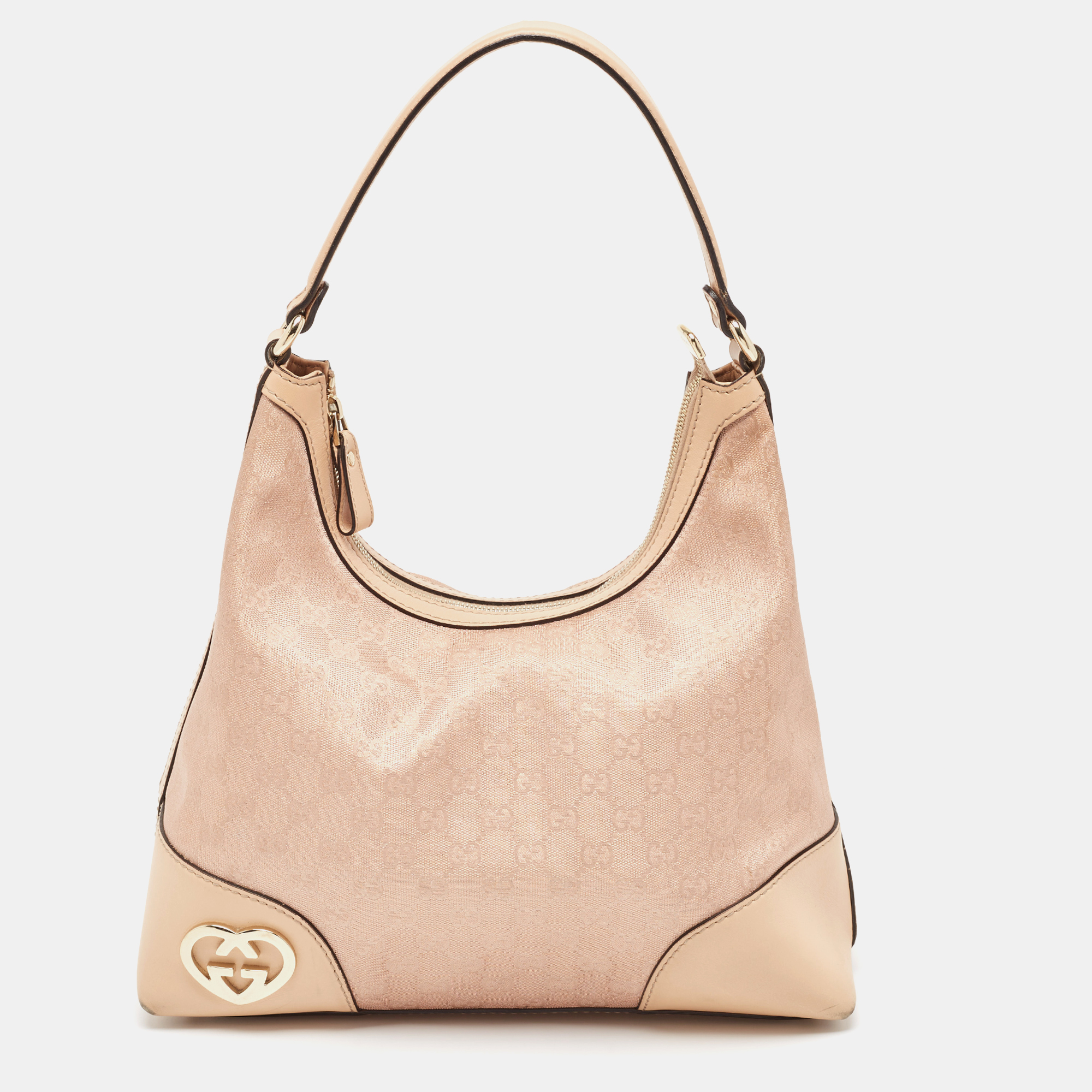 

Gucci Beige/Metallic Pink GG Canvas and Leather  Lovely Hobo
