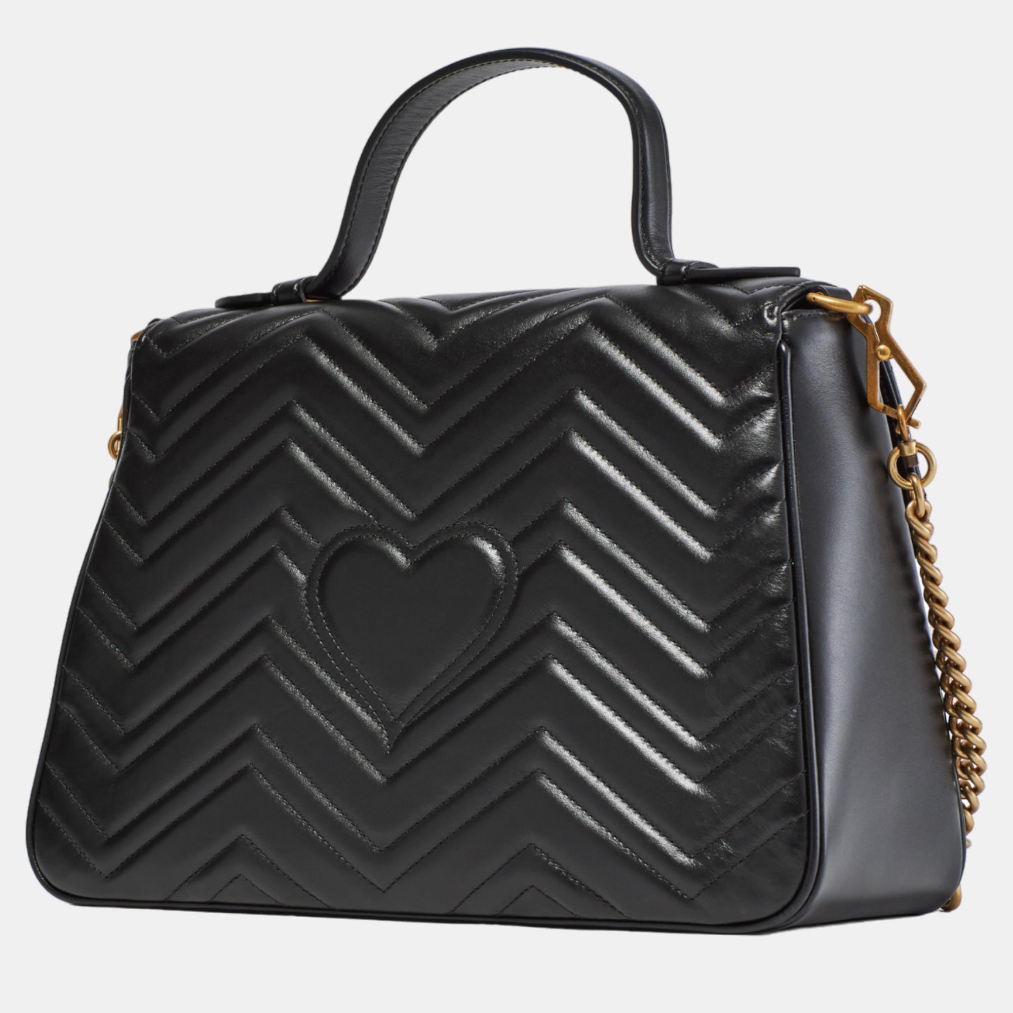 

GG Marmont small top handle bag, Black