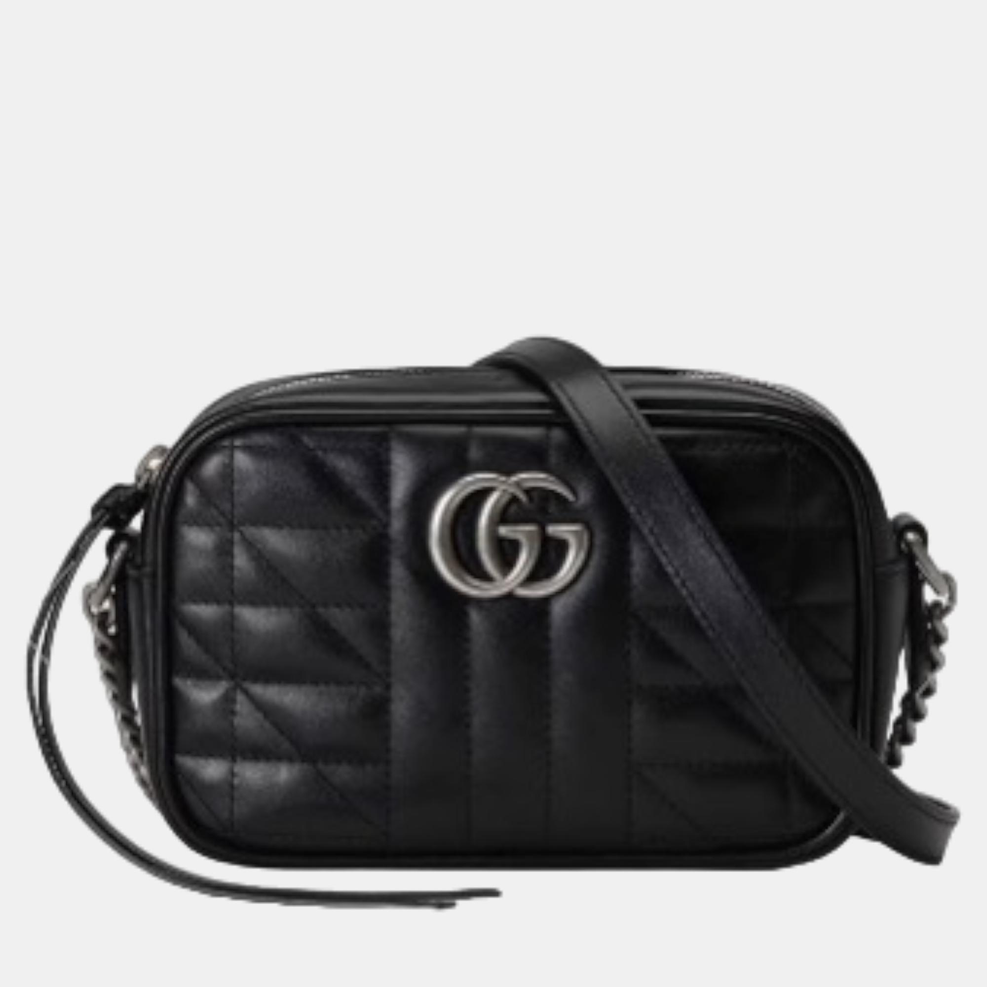 

Gucci GG Marmont Matelassé mini bag Antique silver-toned hardware, Black