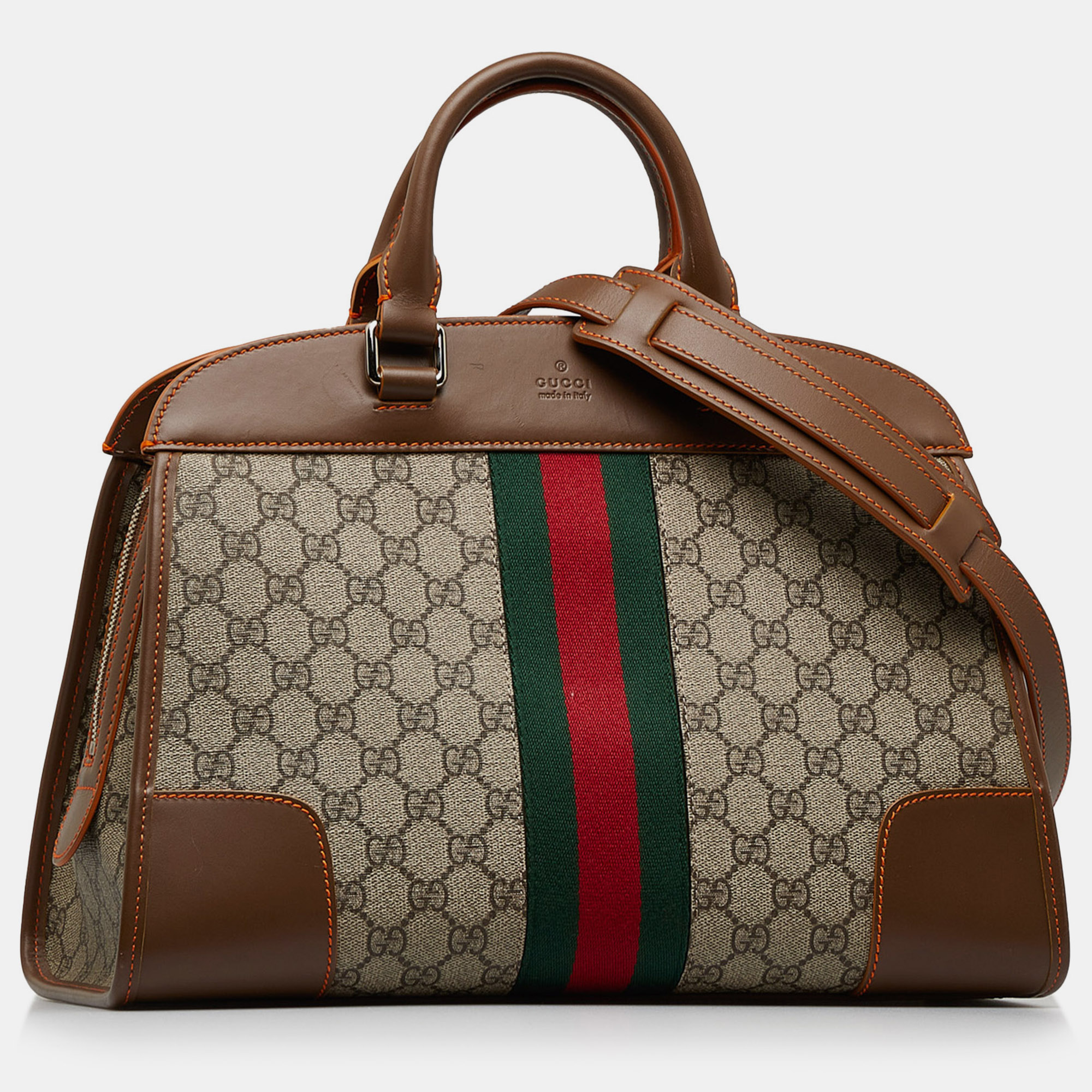 

Gucci GG Supreme Web Duffle Tote, Brown