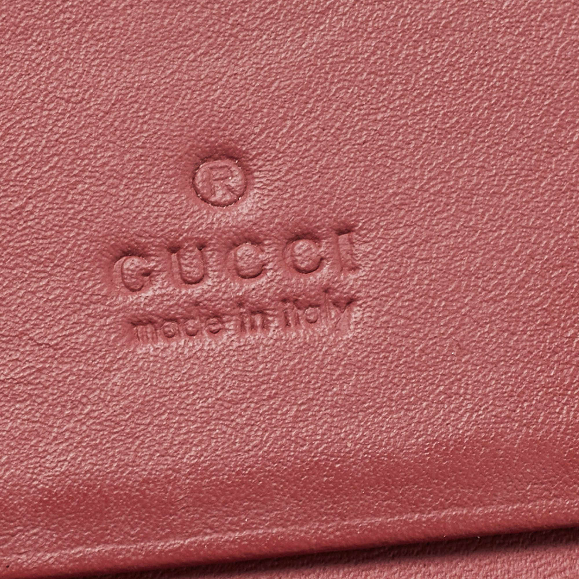 Gucci D Ring Key Case Blooms GG Pink/Brown in Coated Canvas with