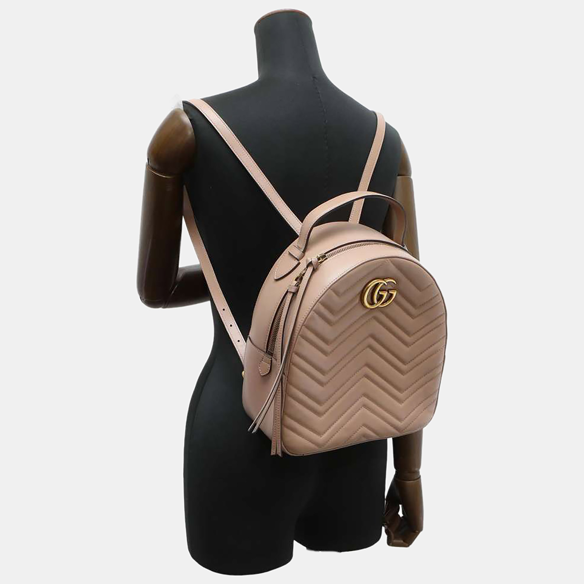 

Gucci Beige Leather GG Marmont Backpack
