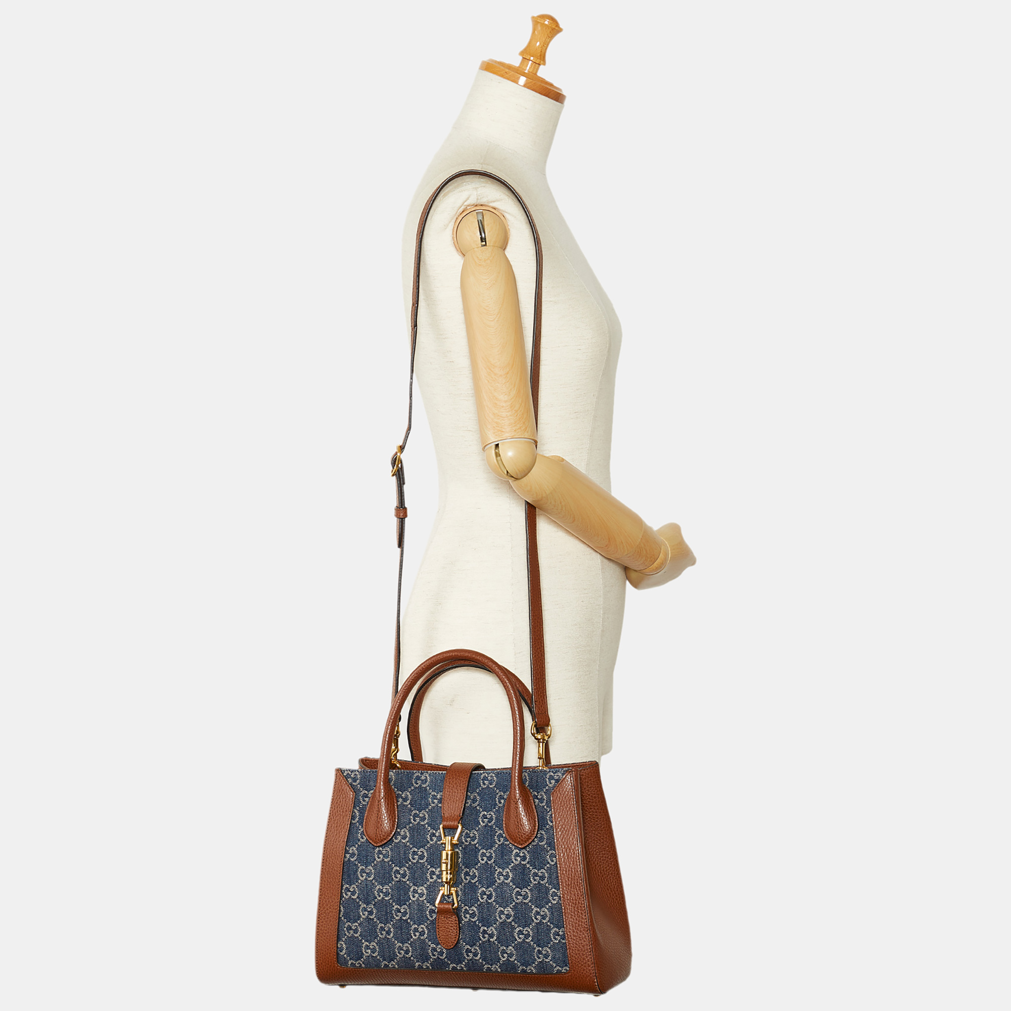 

Gucci Blue Medium GG Denim Jackie 1961 Tote