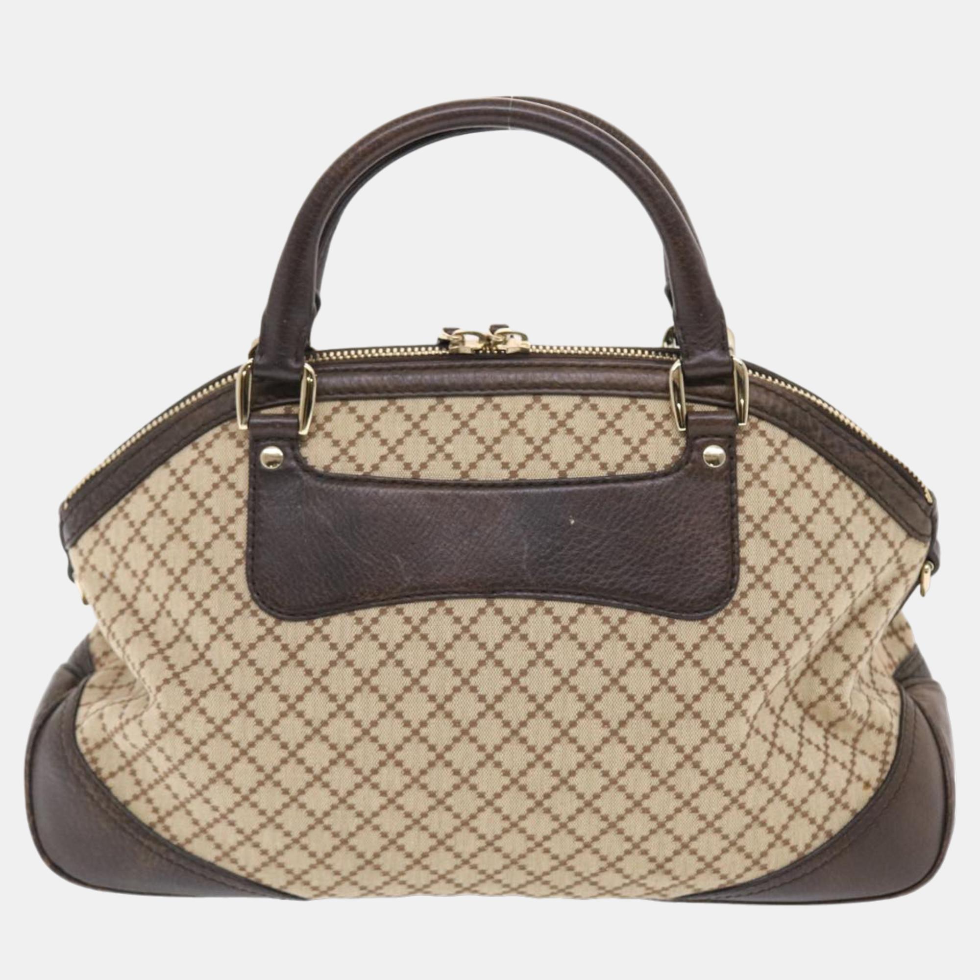 

Gucci Beige GG Canvas and Leather Diamante Catherine Dome Handle Bag