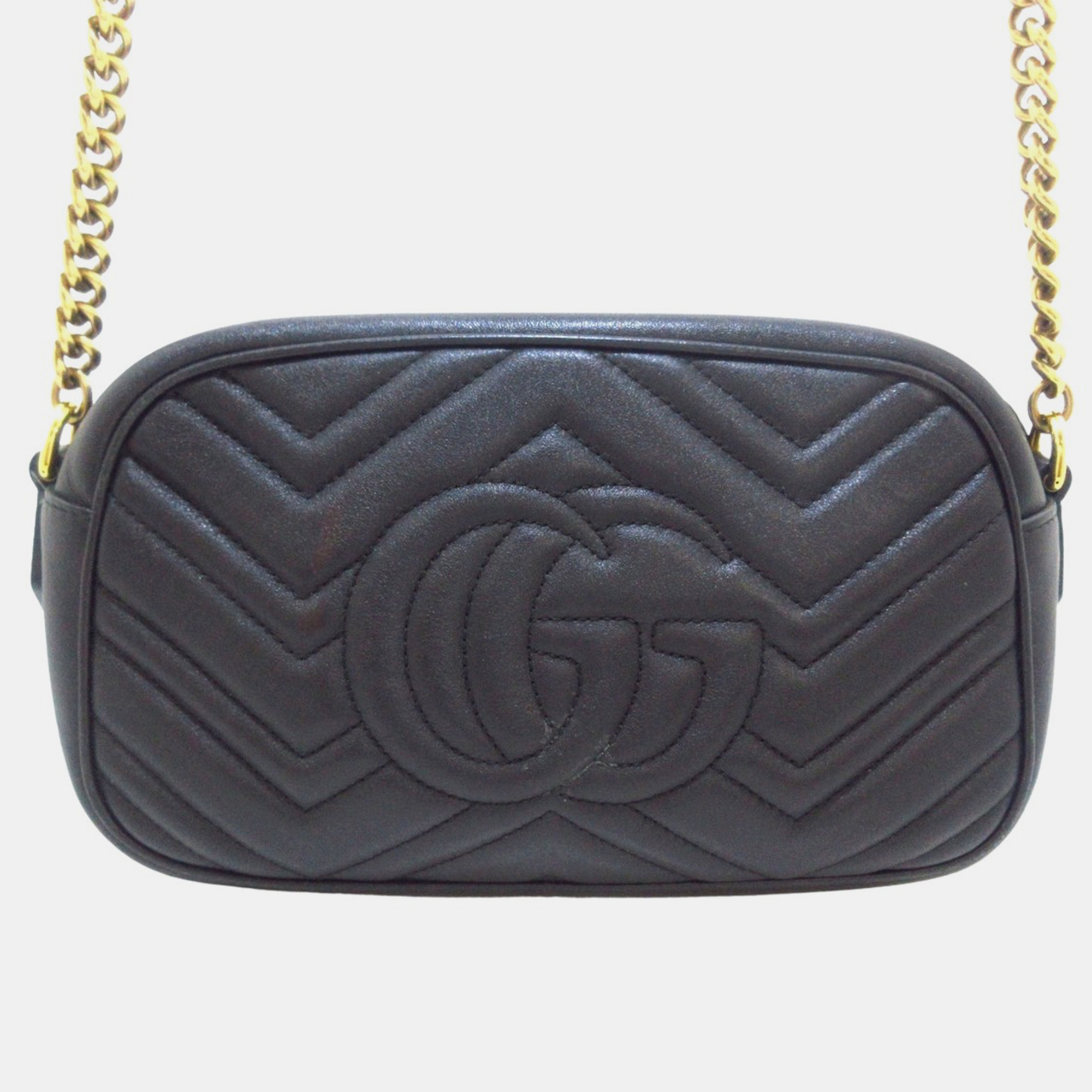 

Gucci Black Leather Small GG Marmont Camera Bag