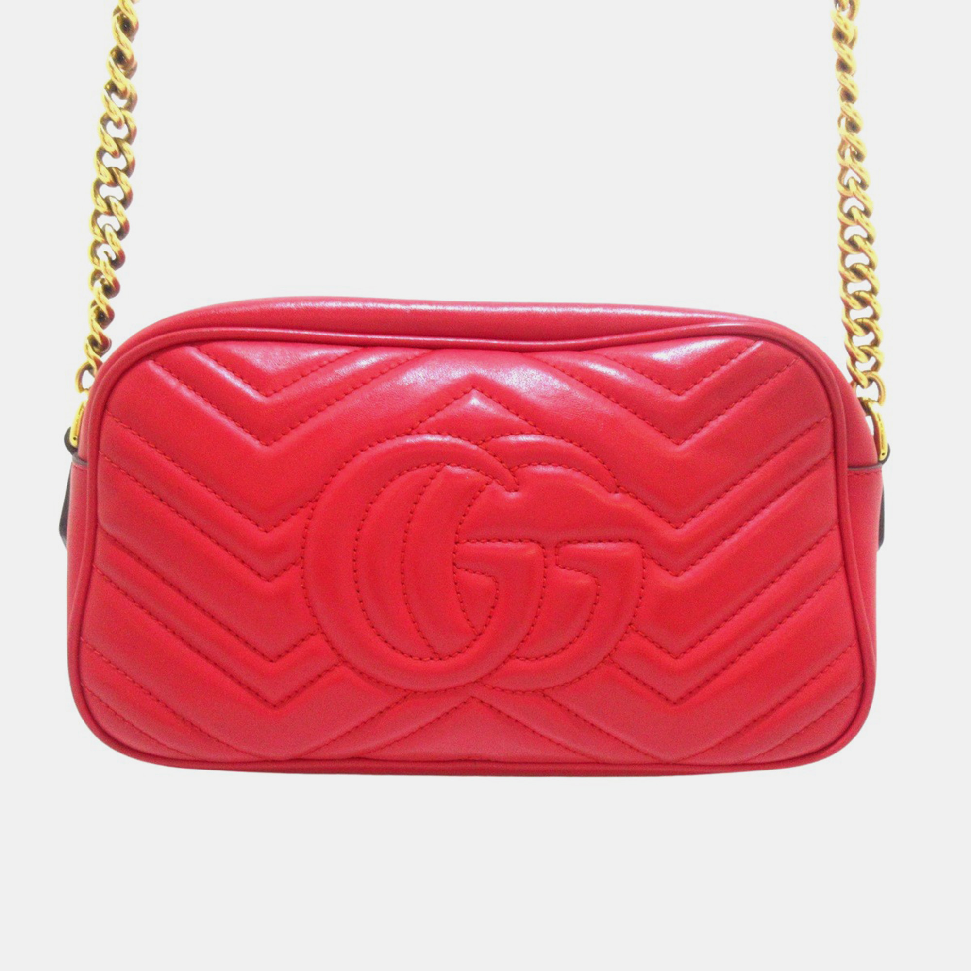 

Gucci Red Leather Small GG Marmont Camera Bag