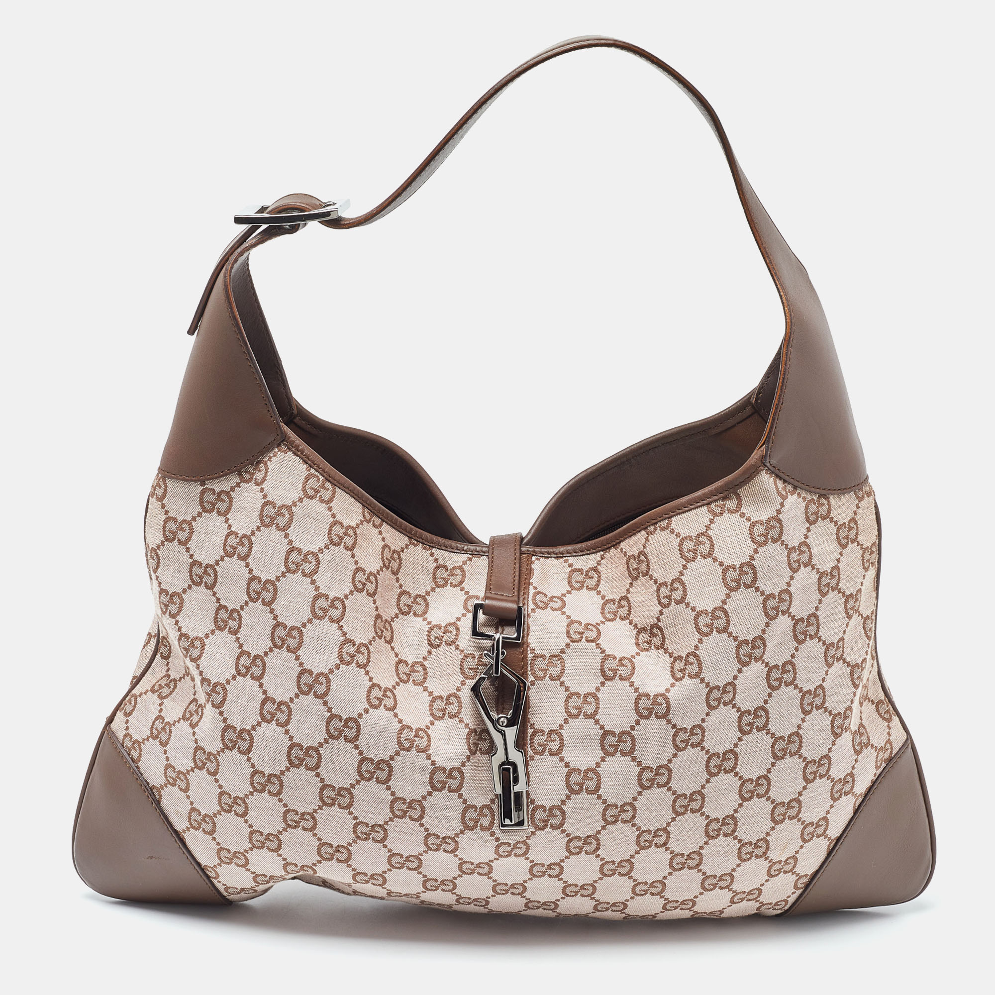 

Gucci Brown GG Fabric and Leather Jackie O Hobo