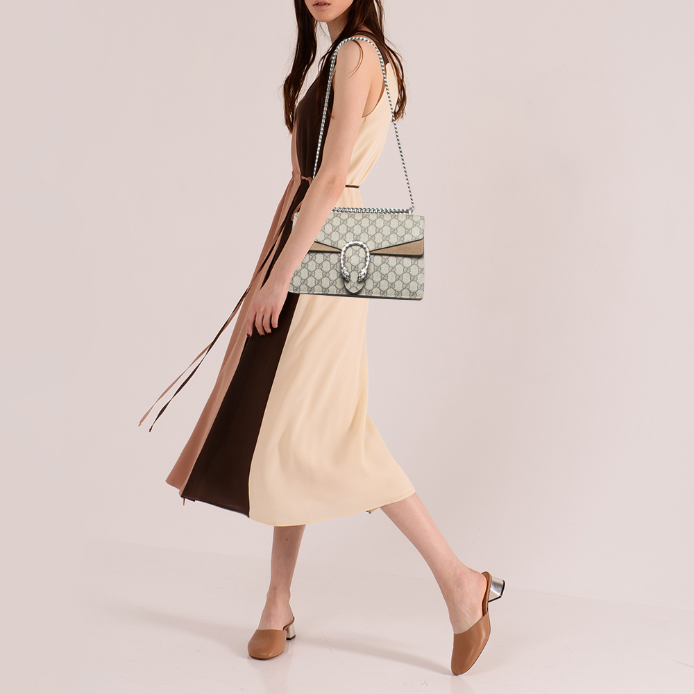 

Gucci Beige GG Supreme Canvas and Suede Small Dionysus Shoulder Bag