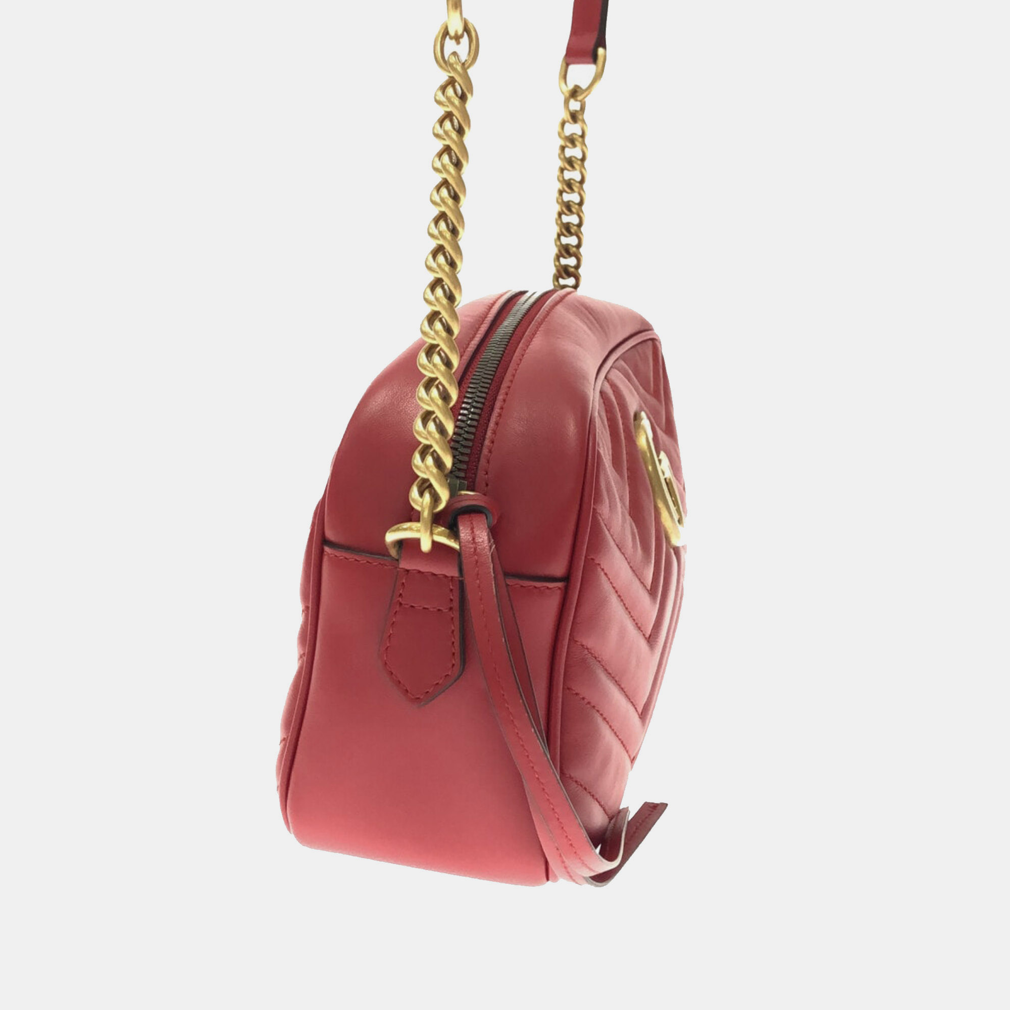 

Gucci Red Leather Small GG Marmont Matelasse Crossbody