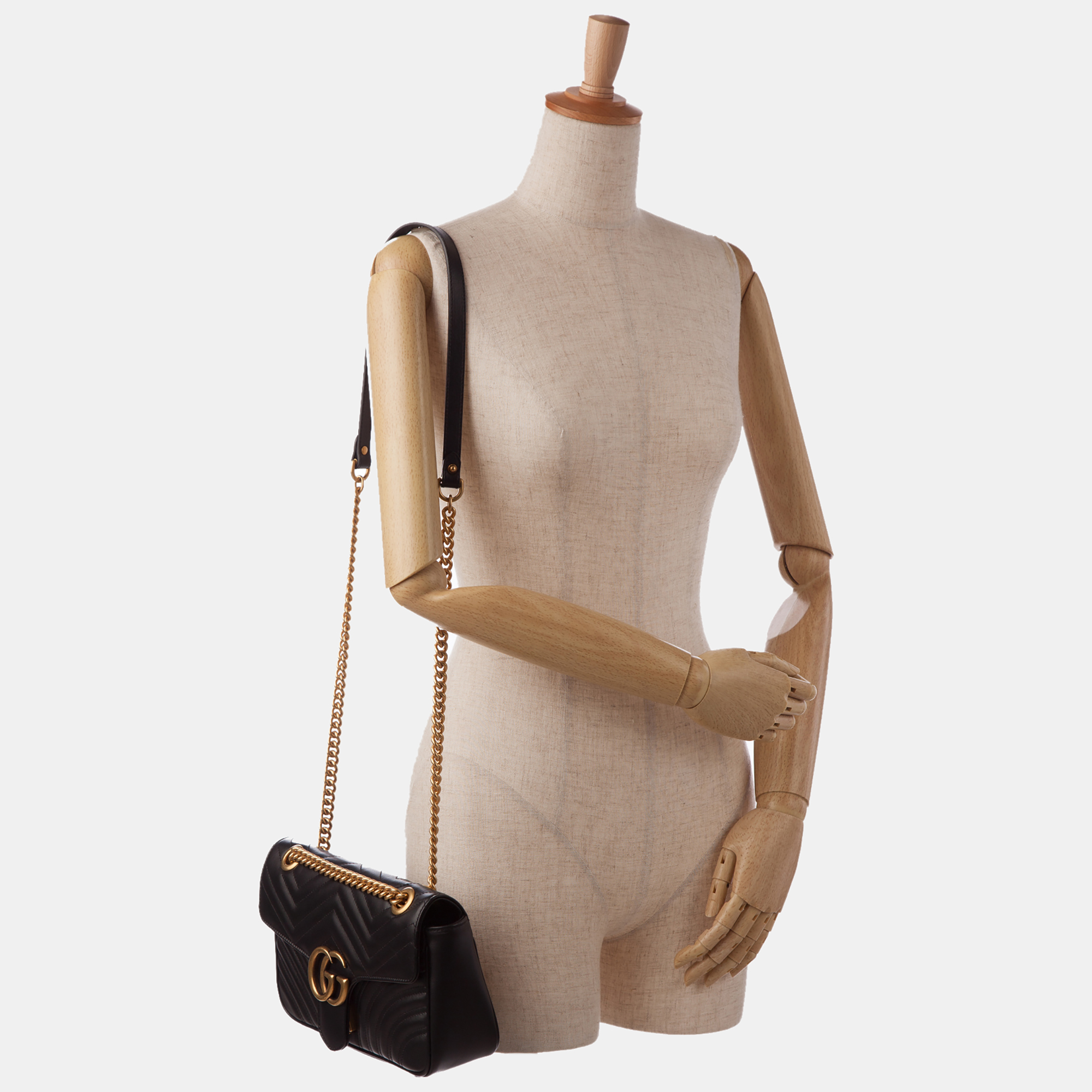 

Gucci Black Leather Small GG Marmont Matelasse Crossbody