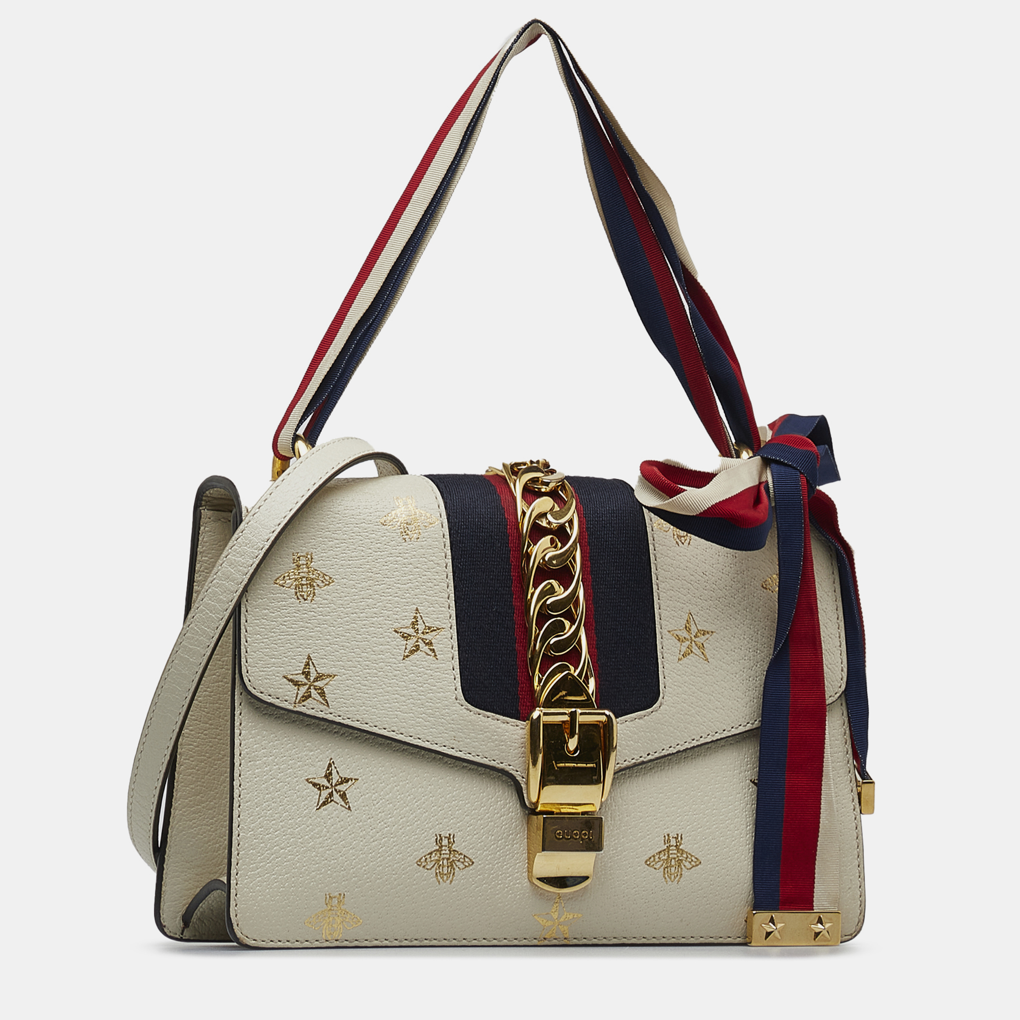 

Gucci Small Bee Star Sylvie Crossbody, White