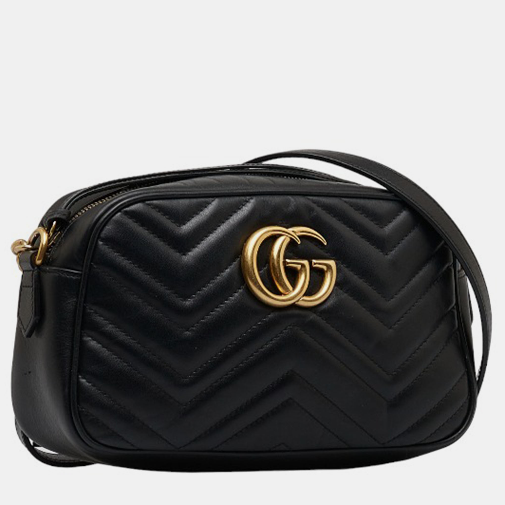

Gucci Black Leather Small GG Marmont Matelasse Crossbody Bag
