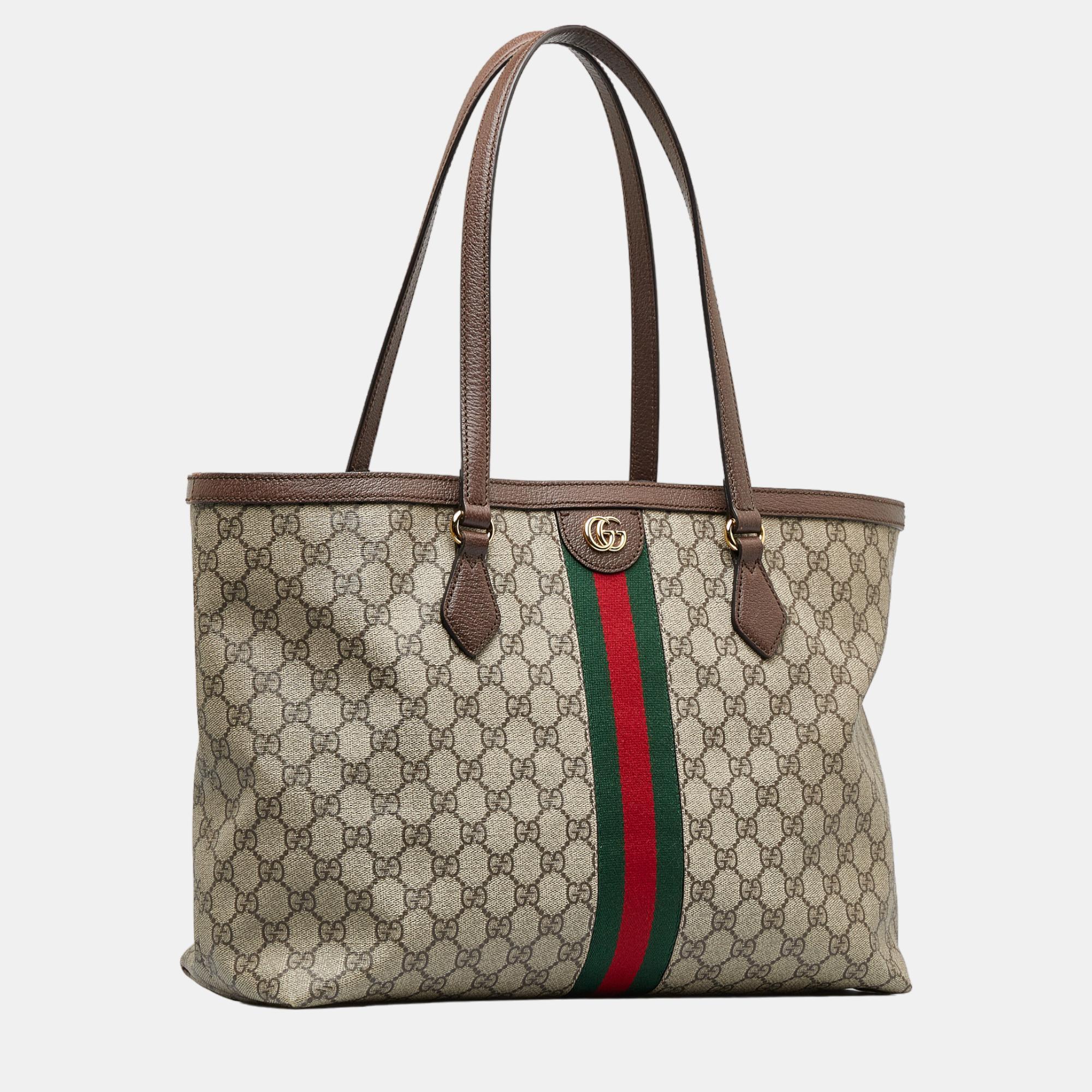 

Gucci Beige/ Brown GG Supreme Ophidia Tote