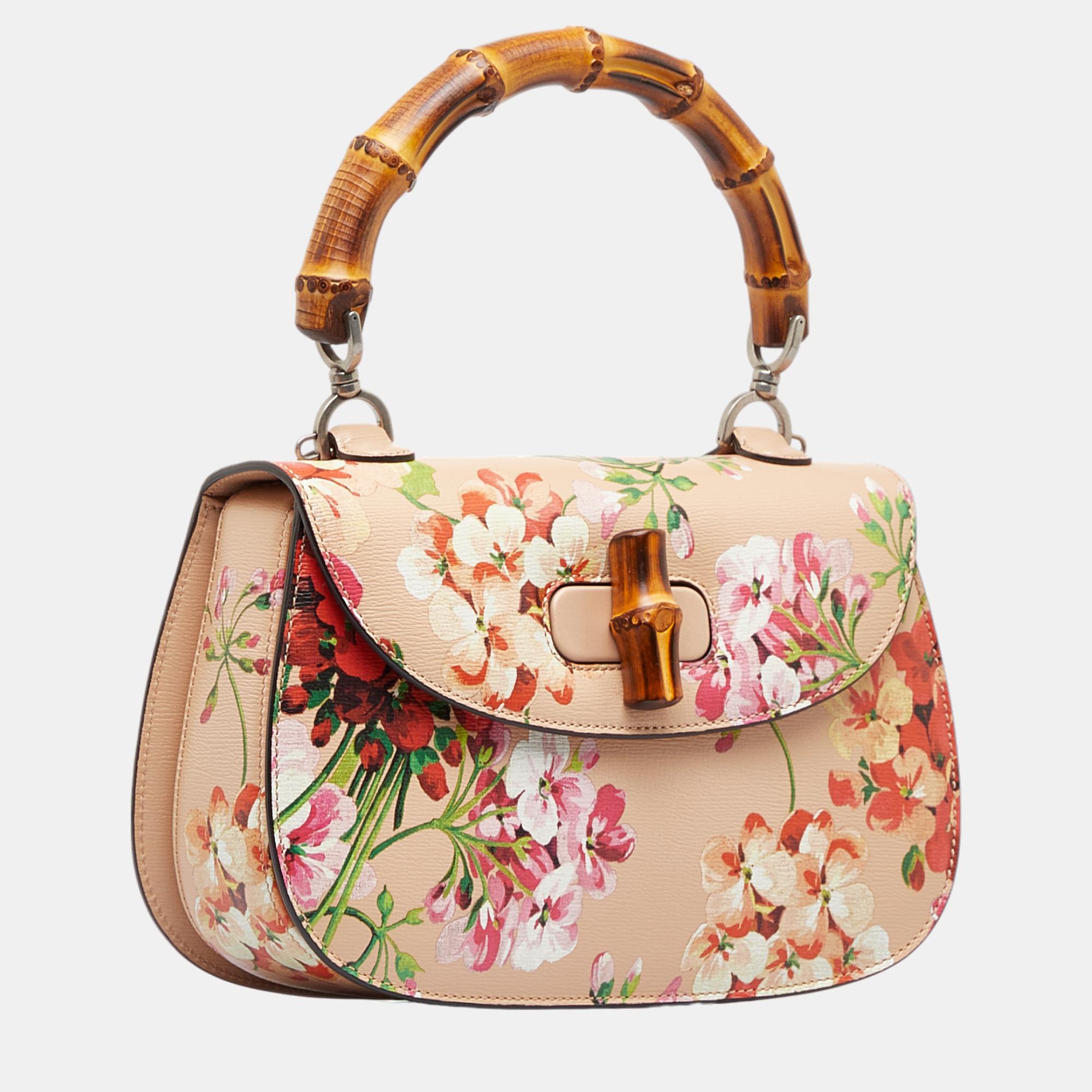 

Gucci Multicolour/Pink Bamboo Classic Blooms Top Handle Satchel, Multicolor