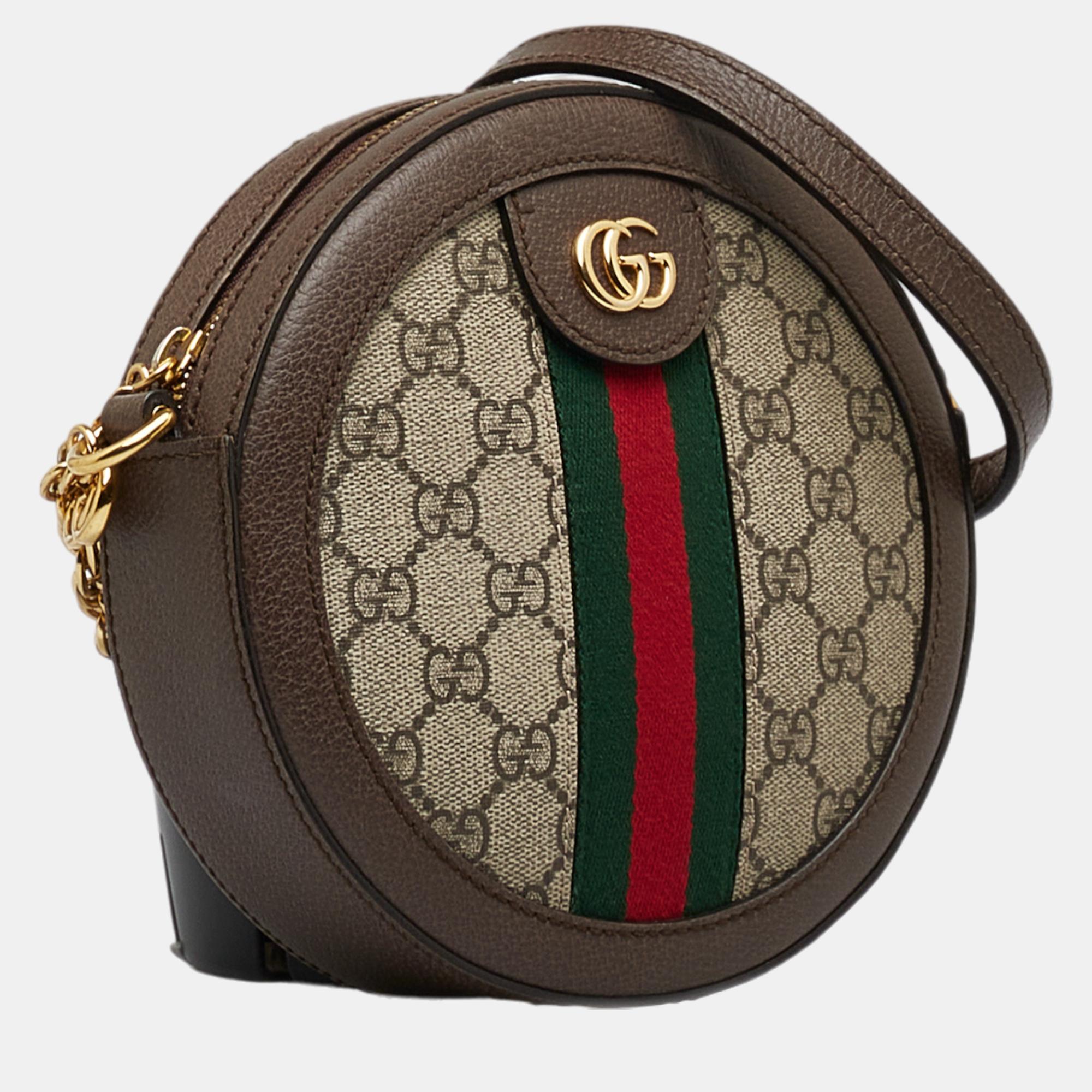 

Gucci Brown Mini GG Supreme Round Ophidia Crossbody