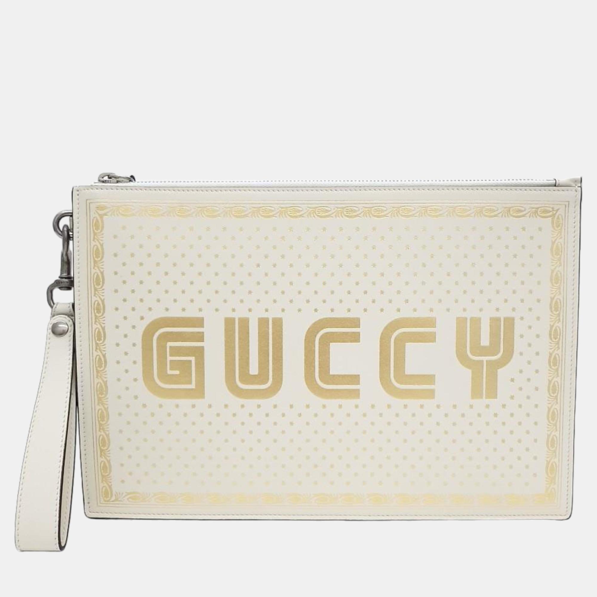 

Gucci White Leather Clutch (510489)