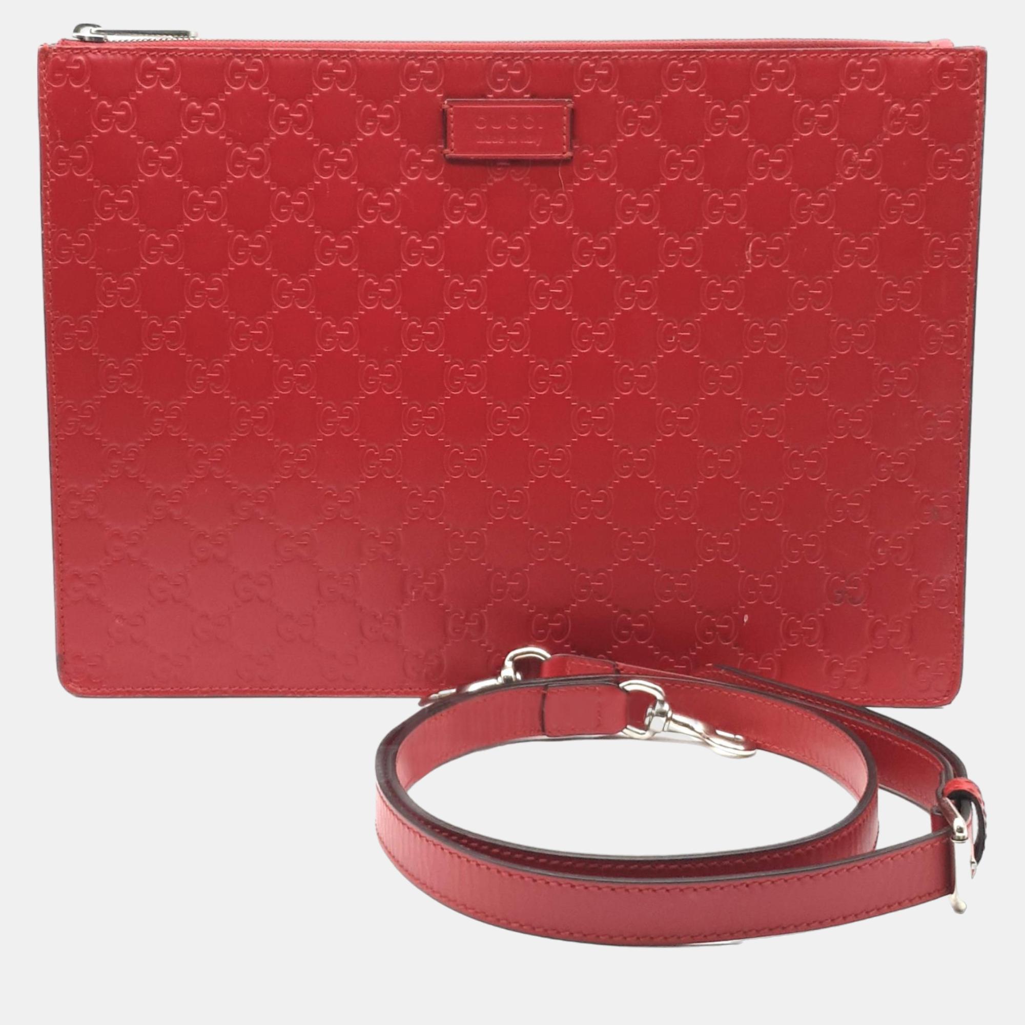 Pre-owned Gucci Red Leather Clutch Bag