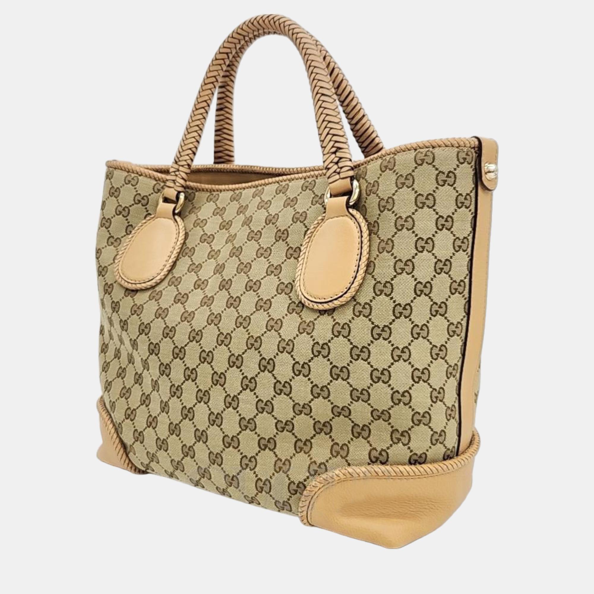 

Gucci Beige Brown Jacquard Tote Bag (257023)