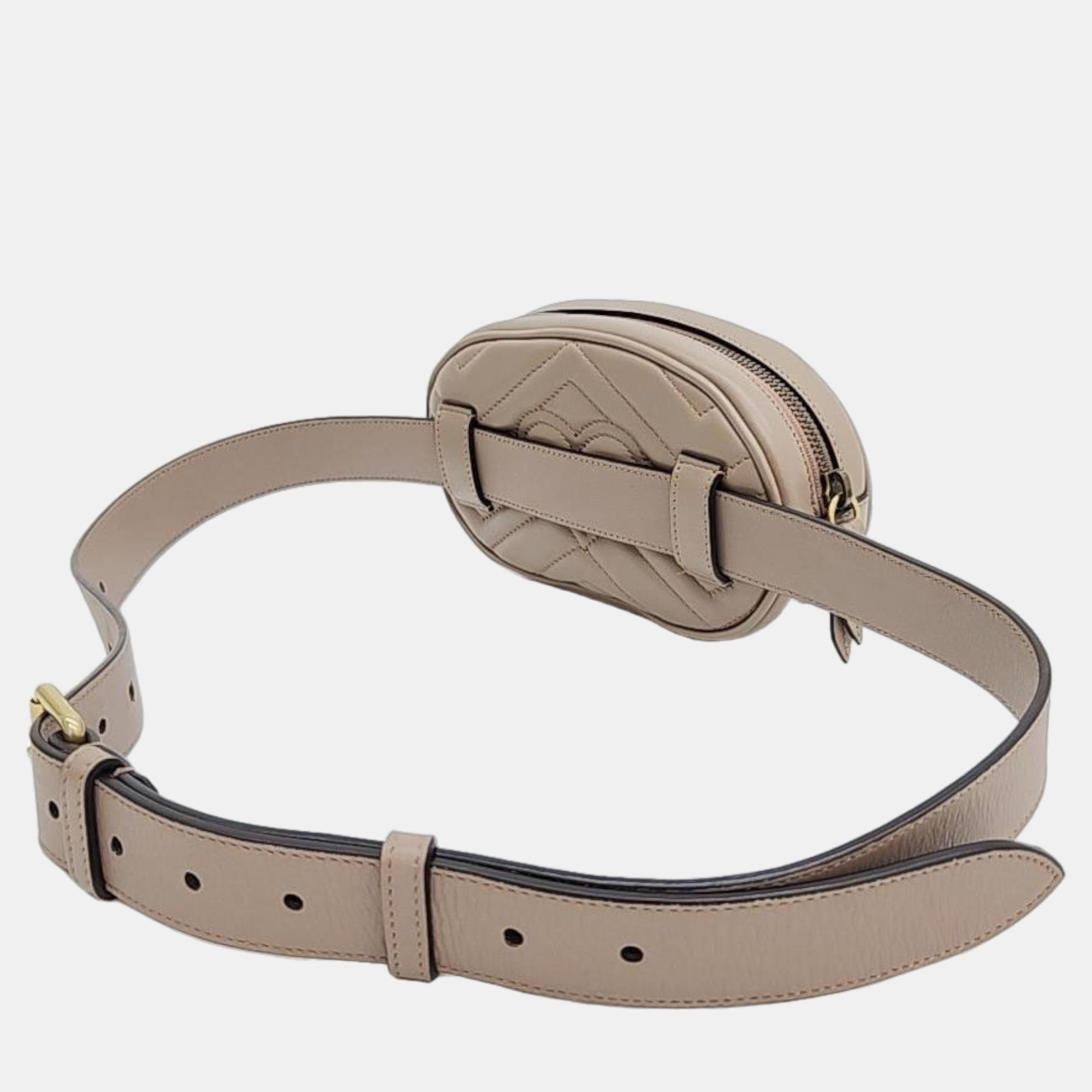 

Gucci GG Marmont Matelasse Belt Bag (476434), Beige