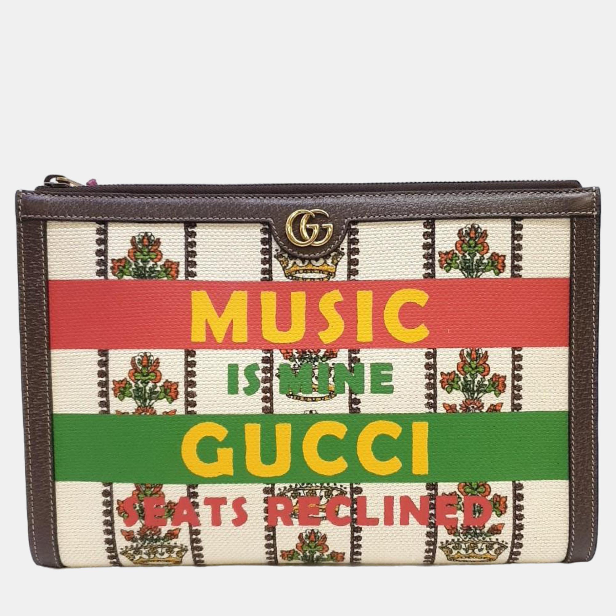 Pre-owned Gucci 100th Anniversary Clutch (676298) In Brown