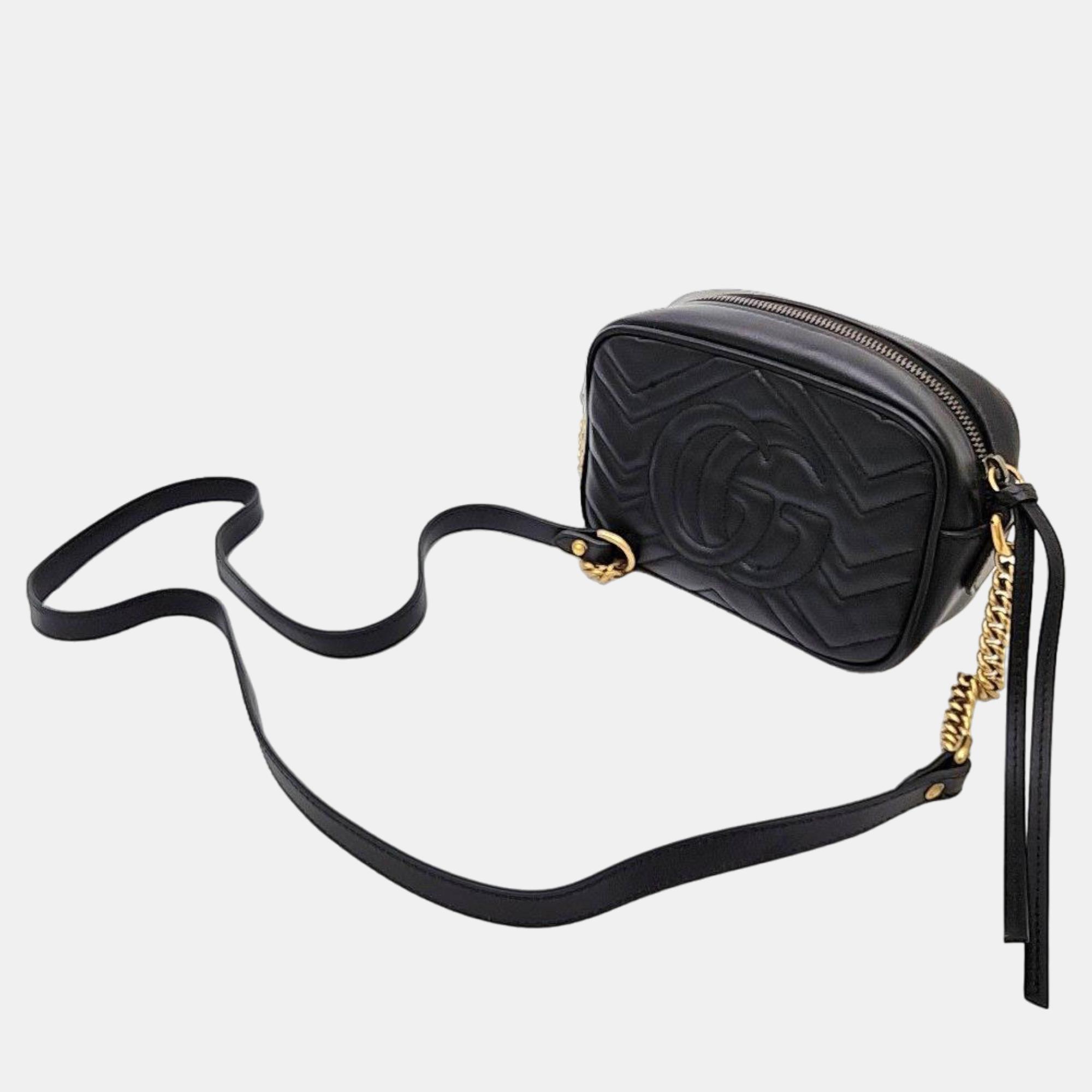 

Gucci Marmont Matelasse Mini Cross Bag (448065), Black