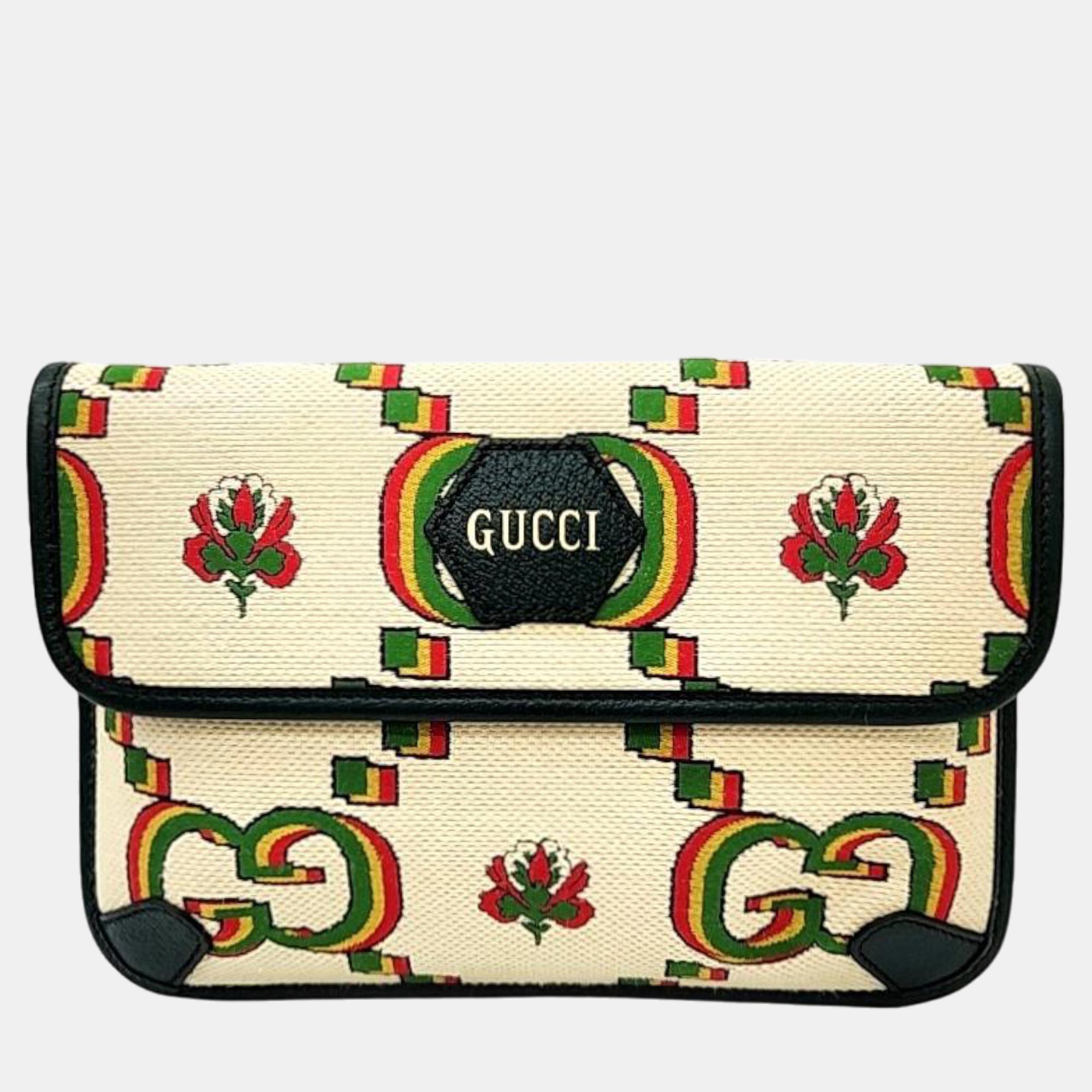 Pre-owned Gucci Beige Jacquard 100 Belt Bag (493930)