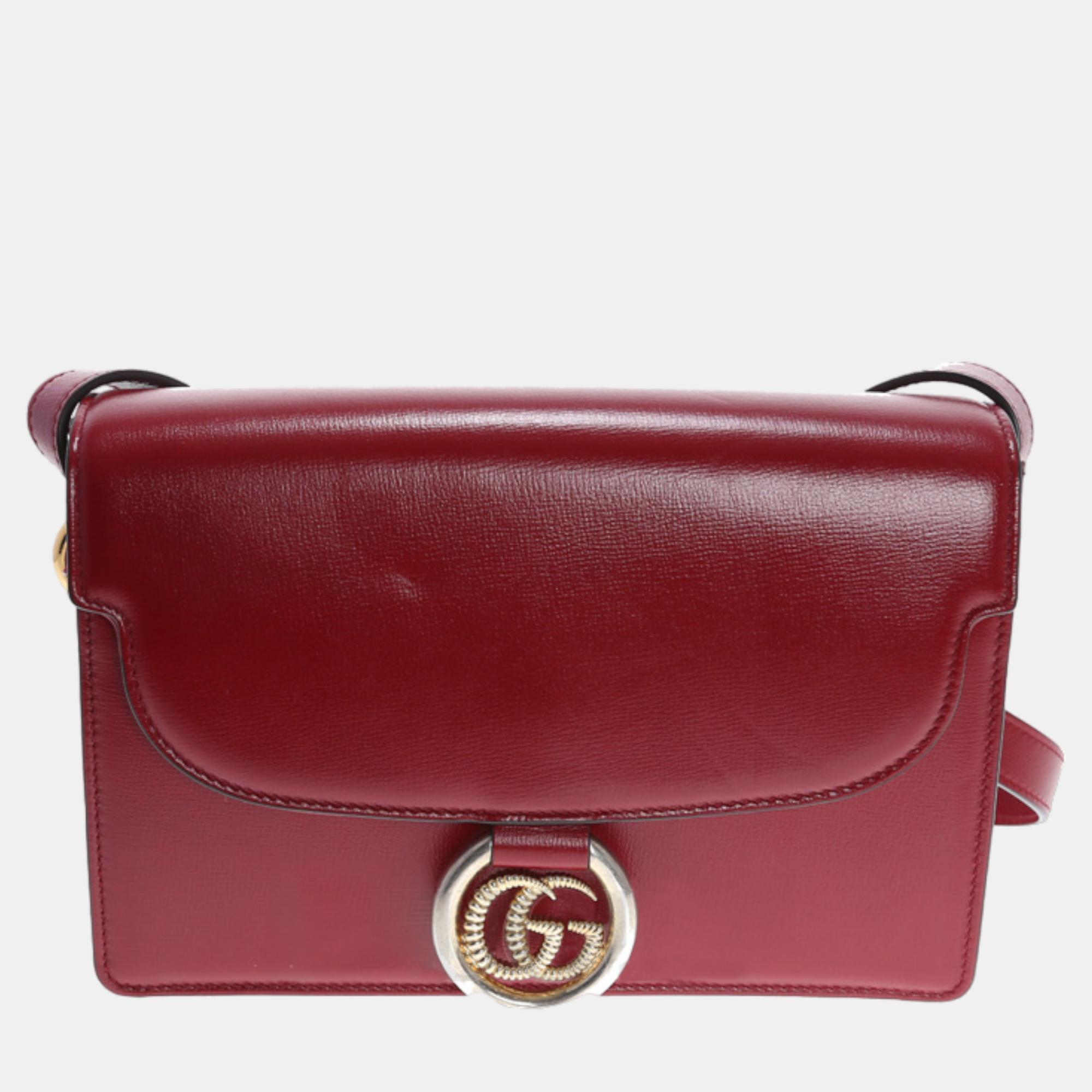 Pre-owned Gucci Red Leather Shoulder Bag (589474)