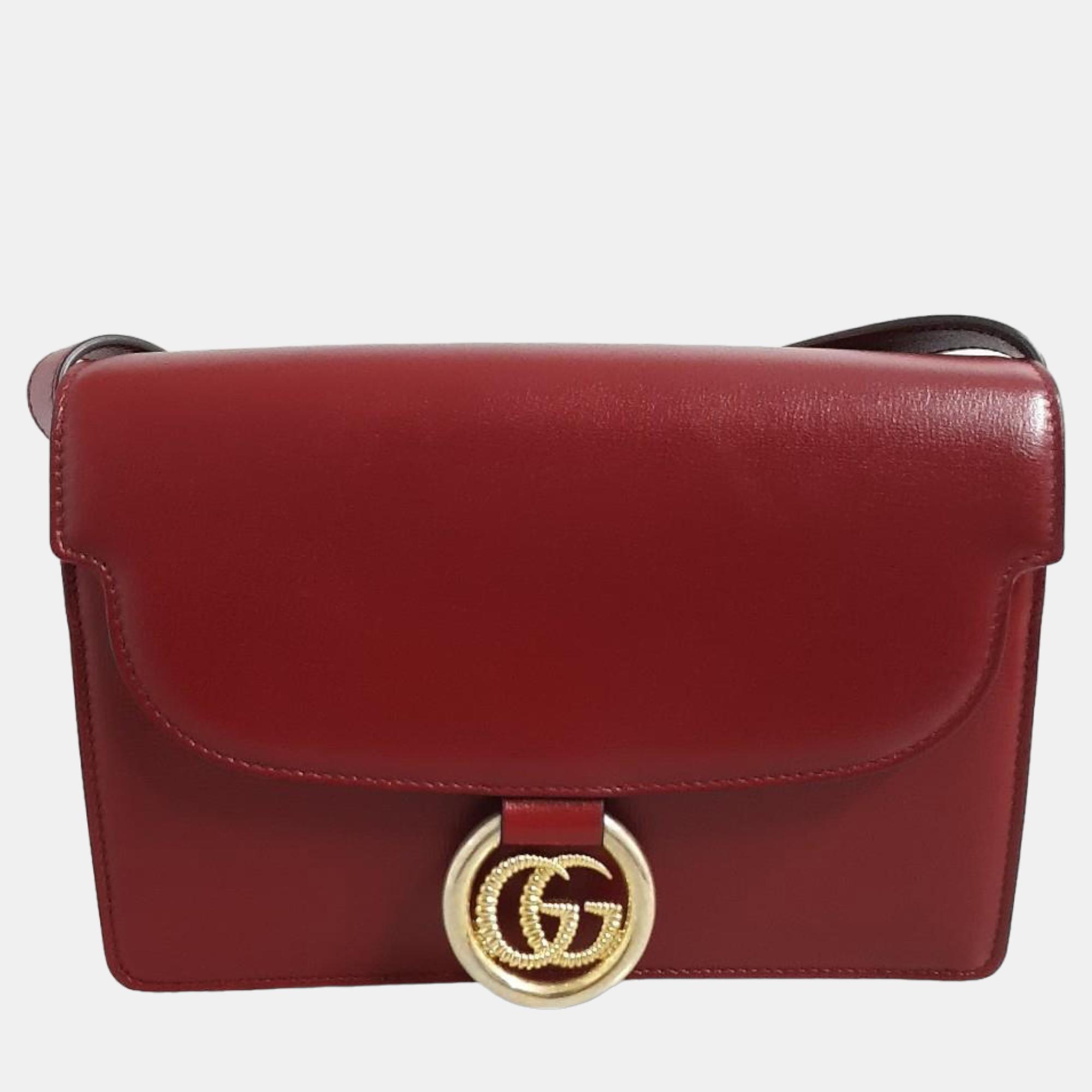 Pre-owned Gucci Burgundy Leather Shoulder Bag (589474)