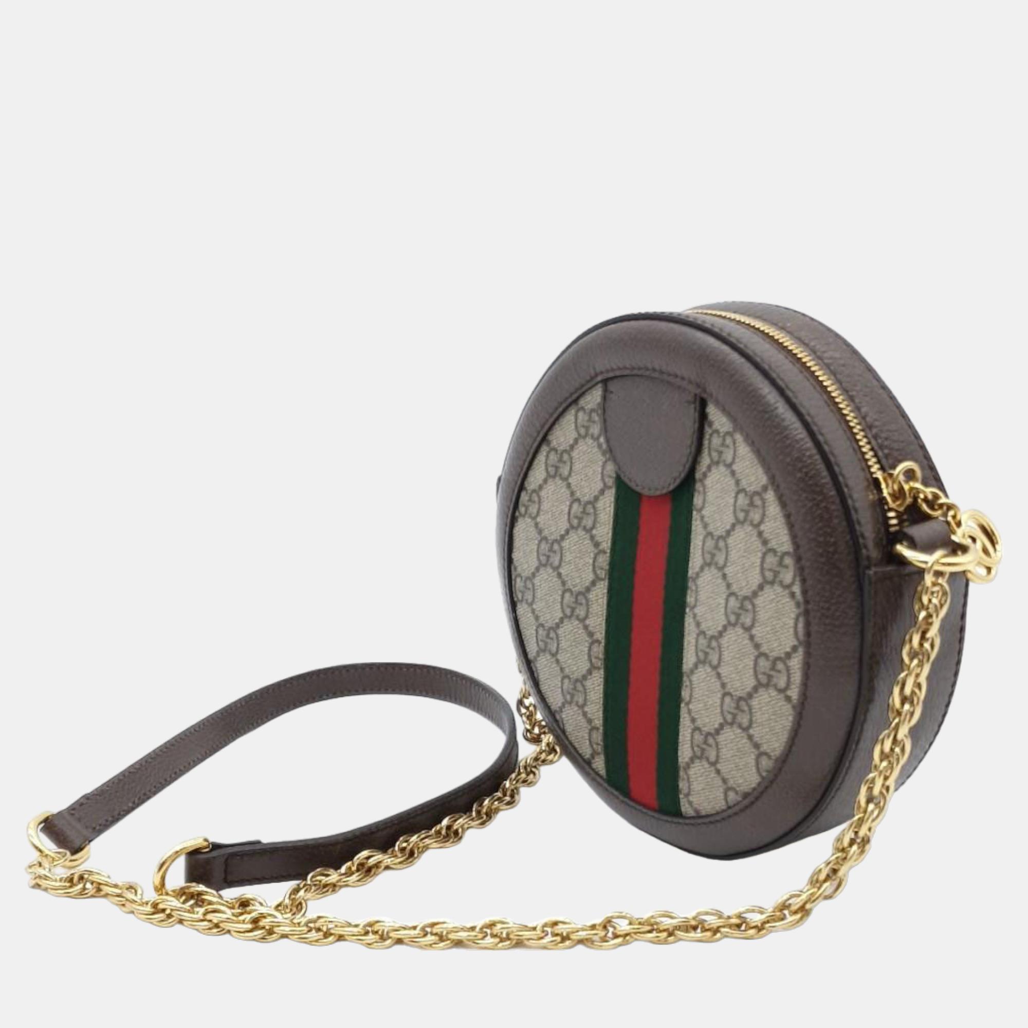 

Gucci Ophidia Mini GG Round Shoulder Bag (550618), Brown