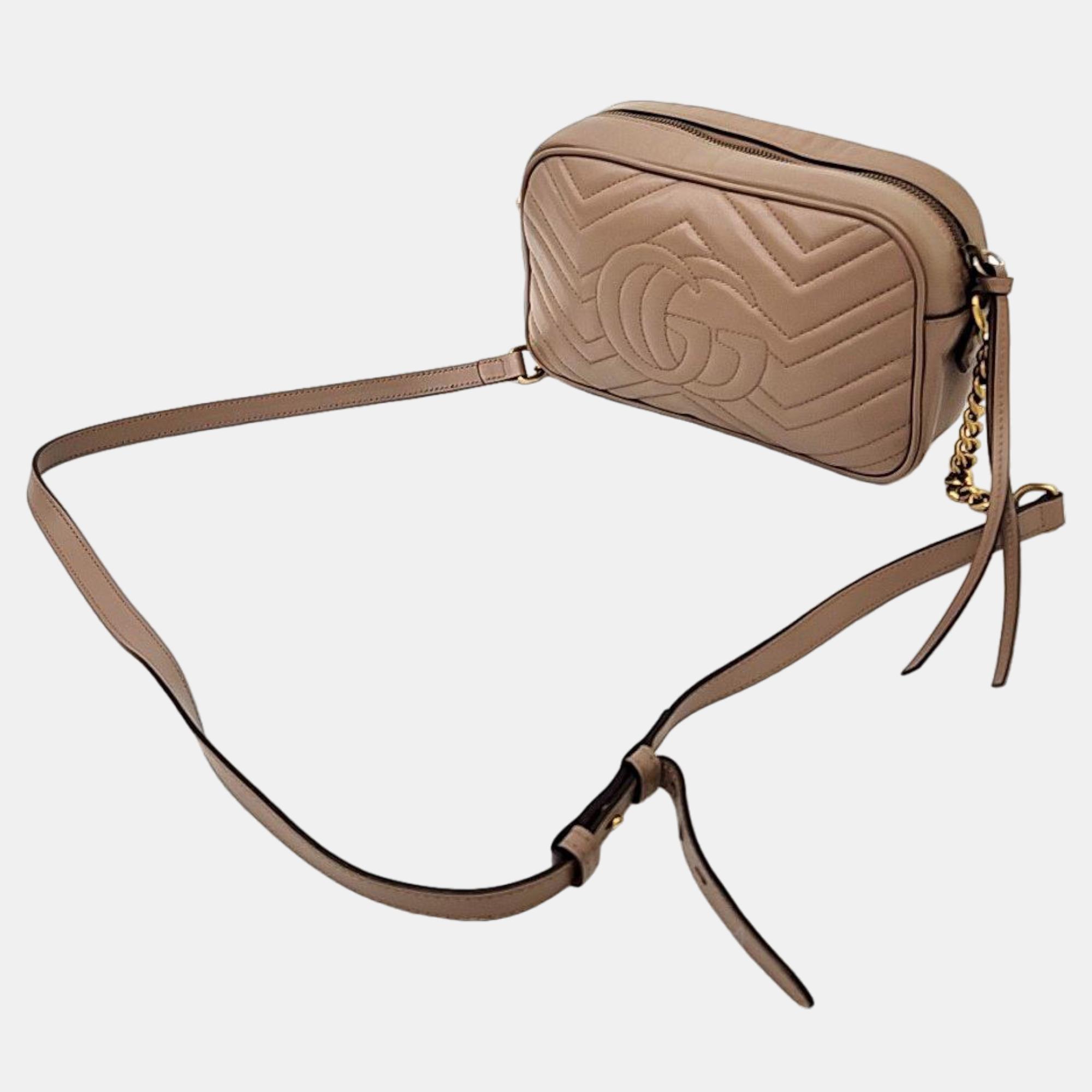 

Gucci Beige Leather Marmont Cross Bag (447632)