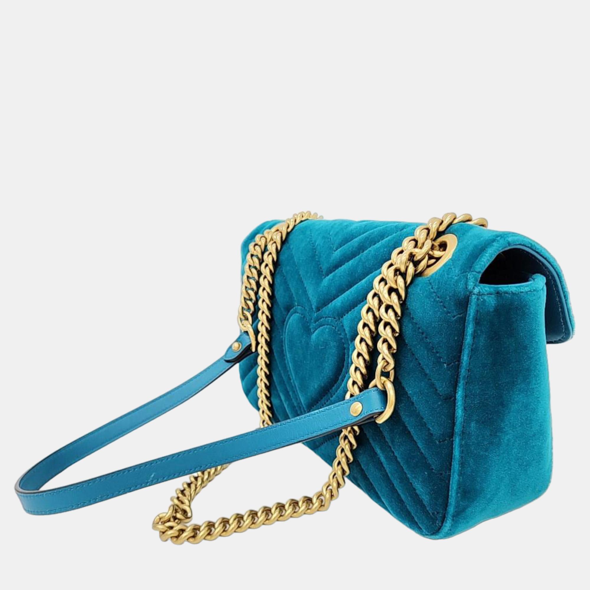 

Gucci Marmont Matrace Velvet Shoulder Bag (443497), Blue