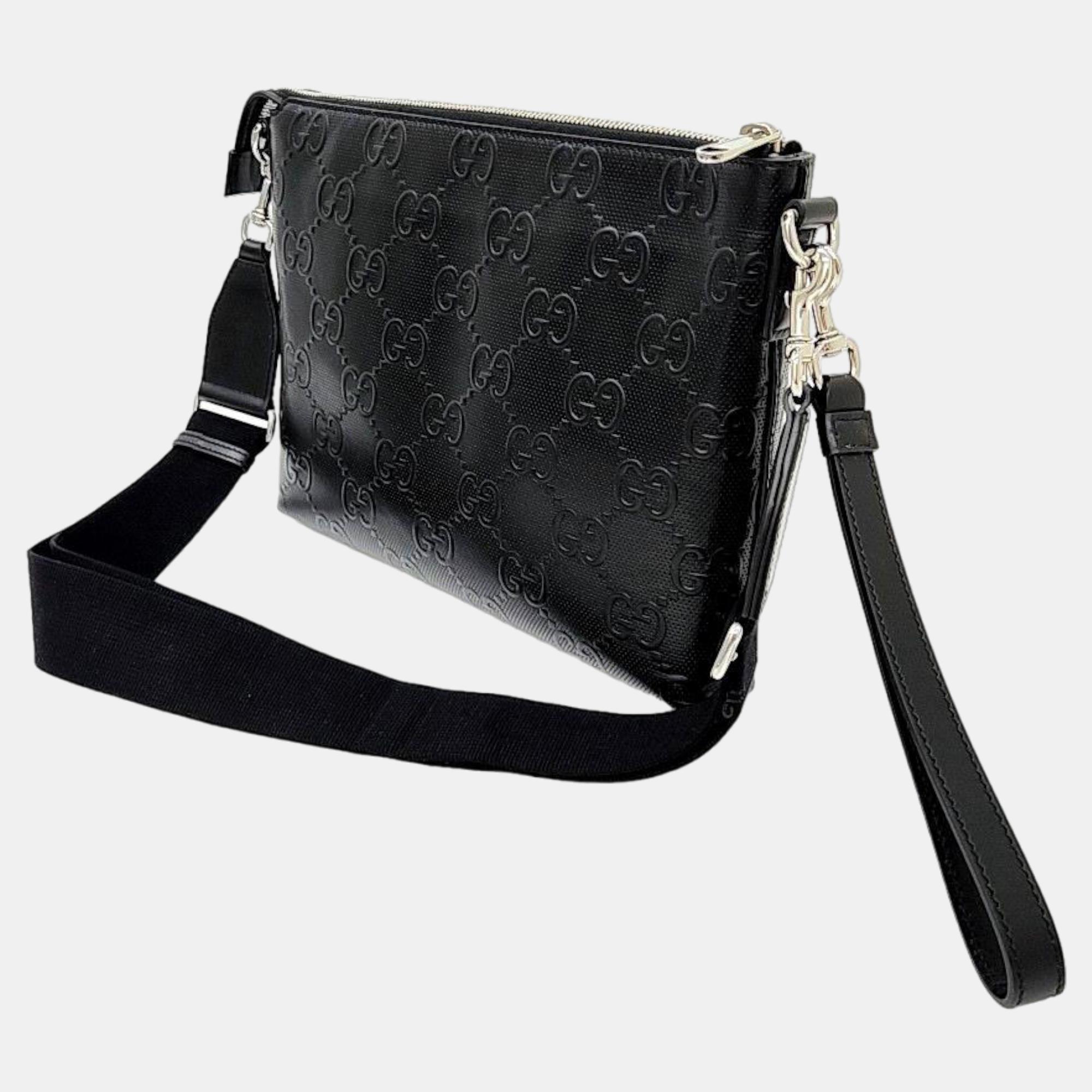 

Gucci emboss clutch and shoulder bag (696009), Black