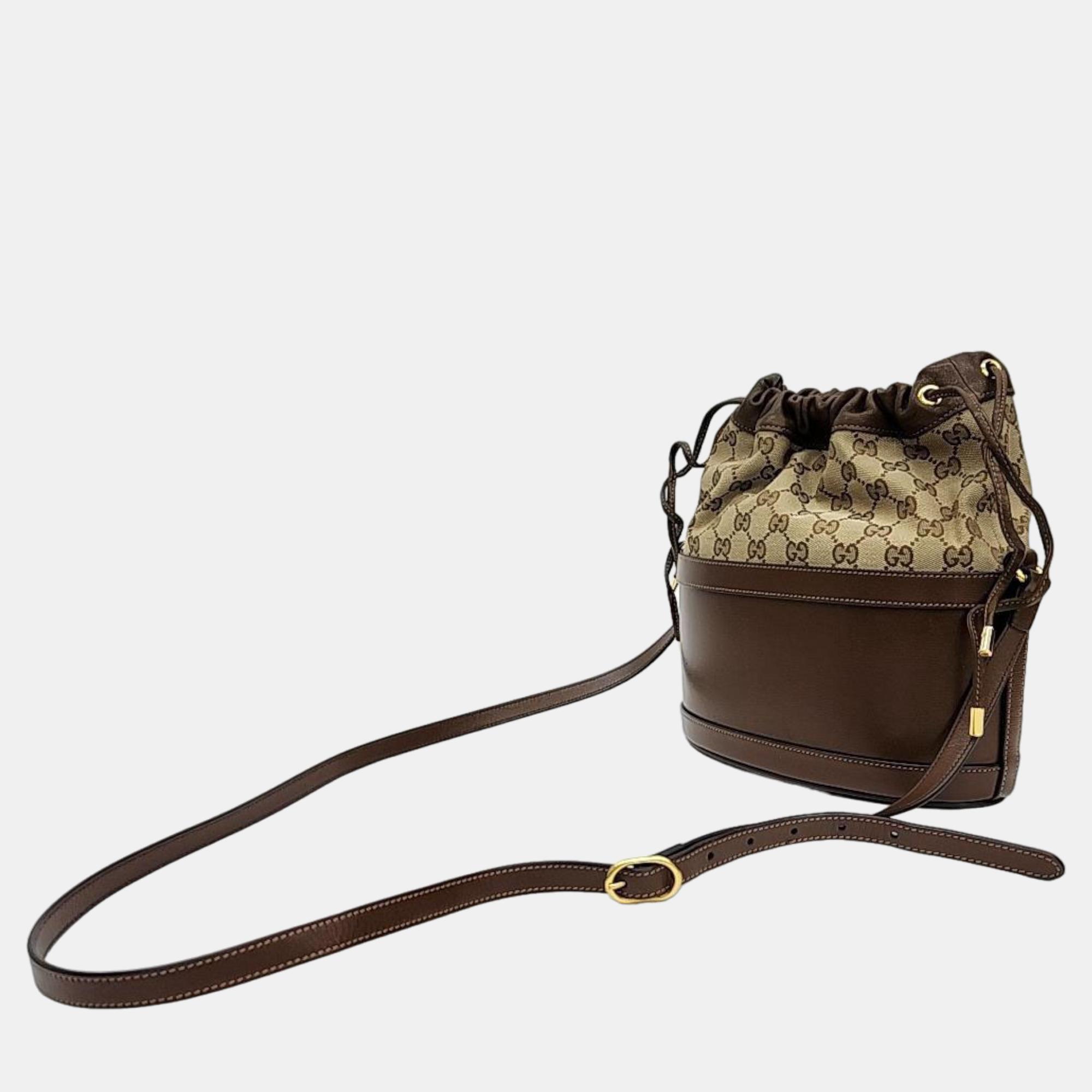 

Gucci 1955 Horsebit Bucket Bag (602118), Brown