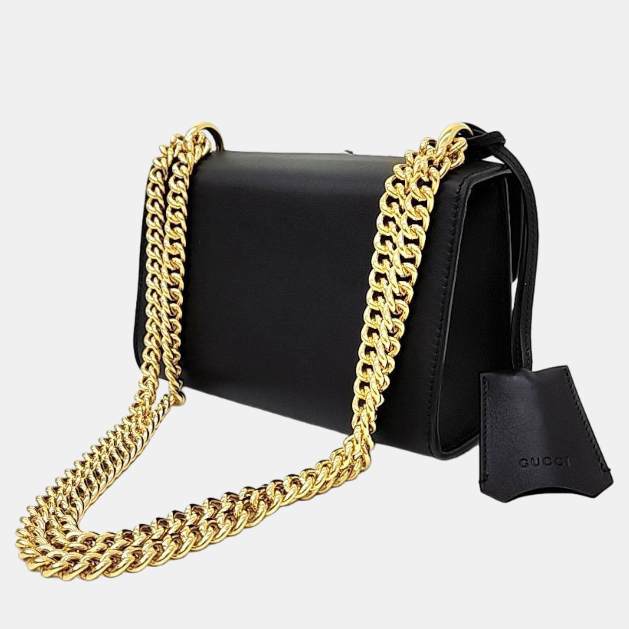 

Gucci Padlock Leather Shoulder Bag (432182), Black