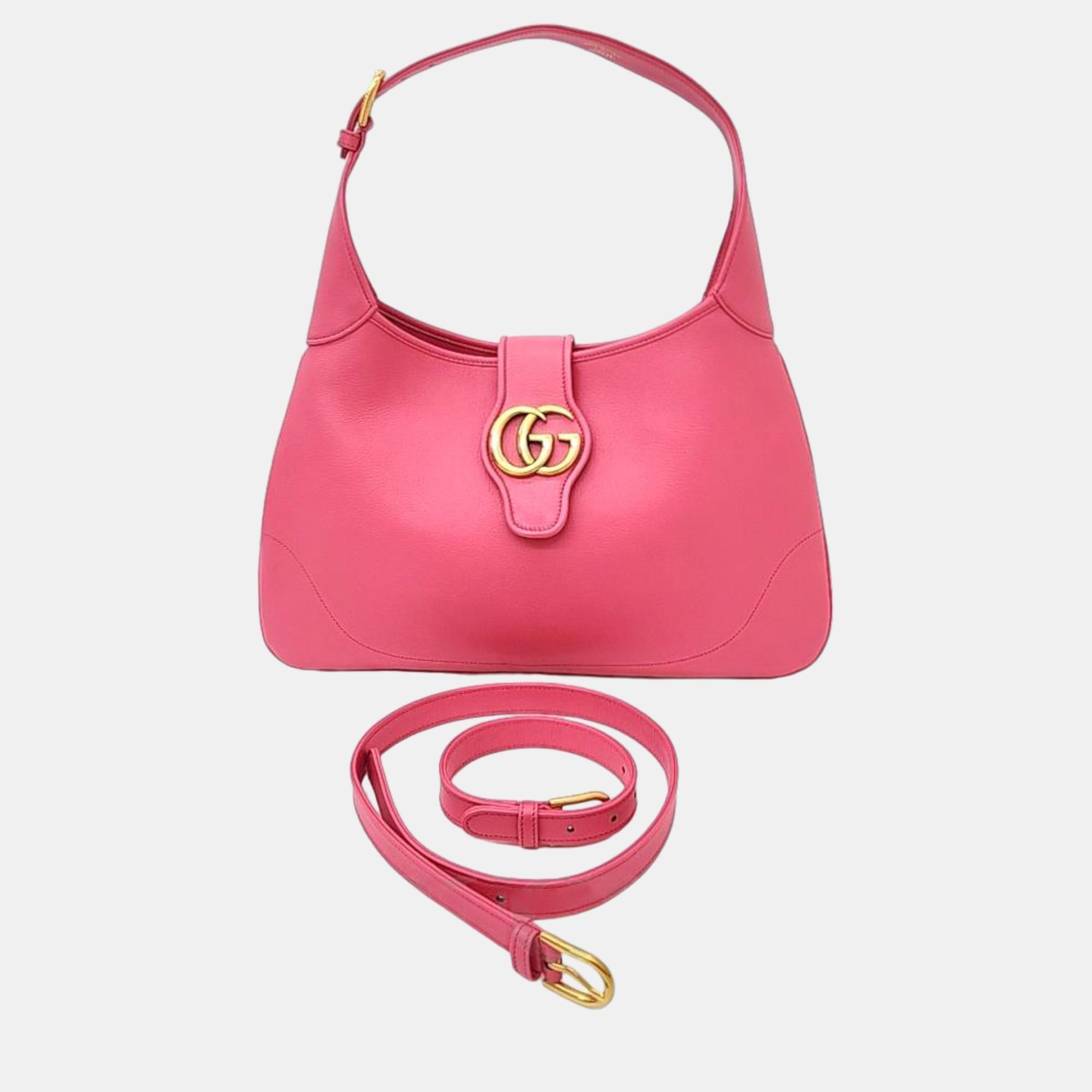 Pre-owned Gucci Pink Leather Aphrodite Medium Shoulder Bag