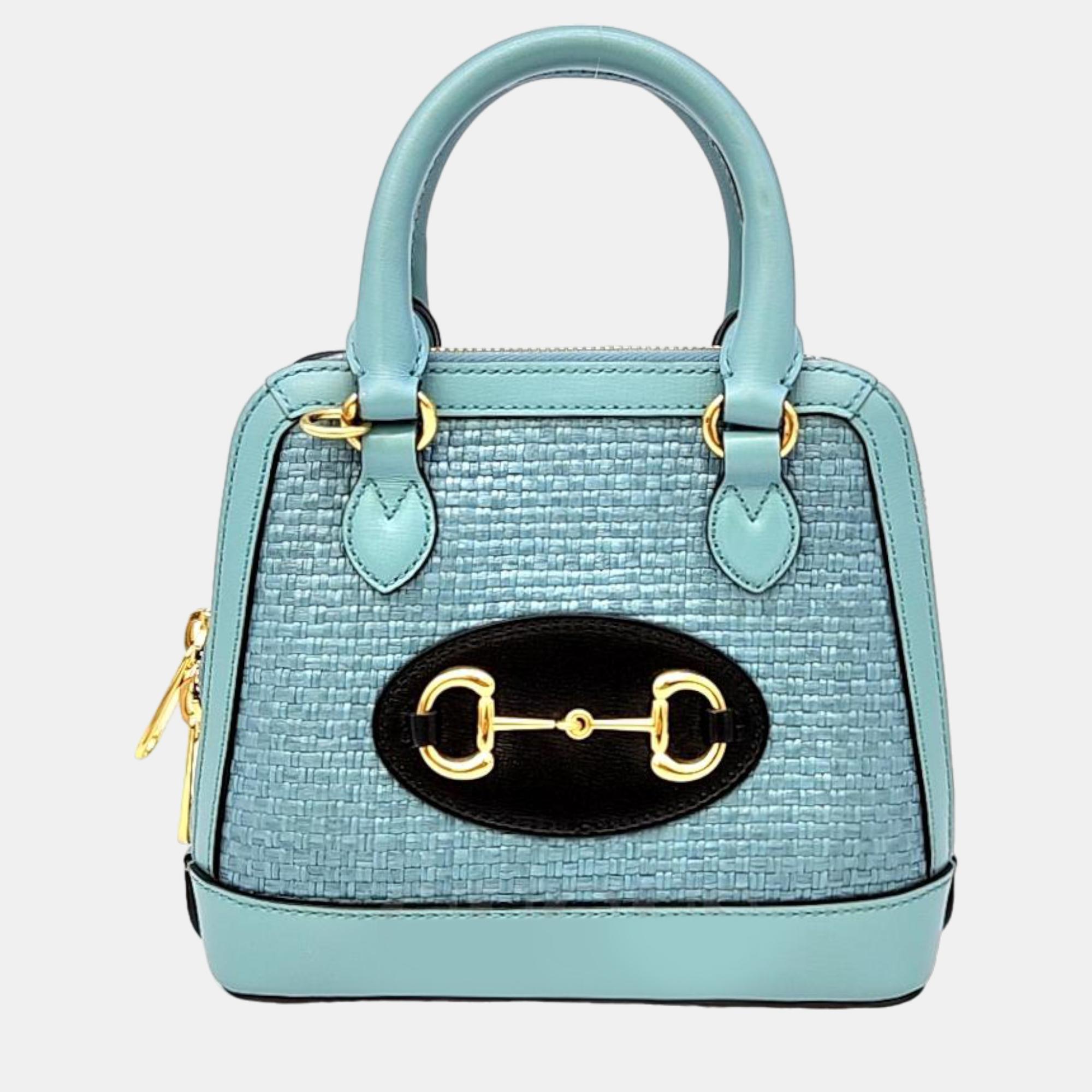 Pre-owned Gucci Horsebit 1955 Mini Top Handle Bag (640716) In Blue