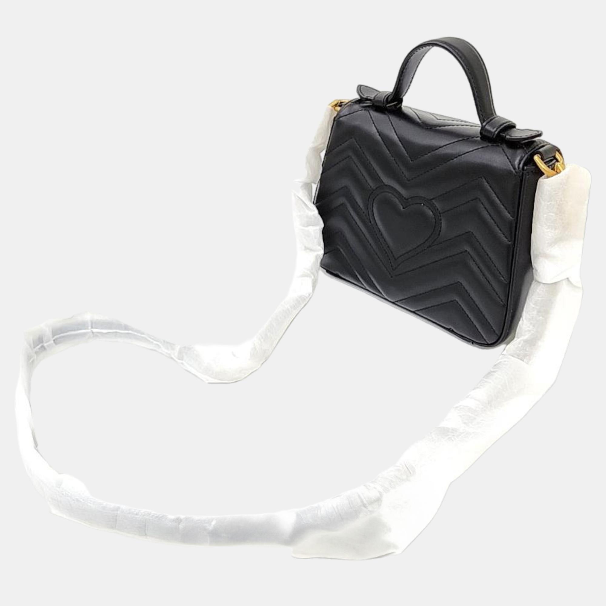 

Gucci Marmont Mini Top Handle Shoulder Bag (547260), Black