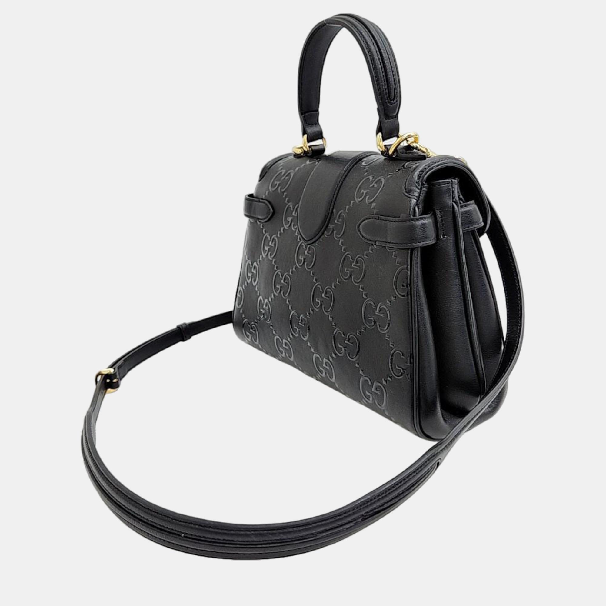 

Gucci Small GG Top Handle Bag (675791), Black